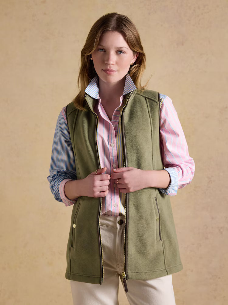 Joules Heritage Longline Fleece Gilet Light Green