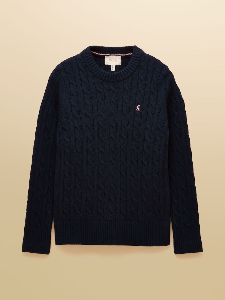 Joules Classic Cable Navy Cotton Crew Neck Jumper