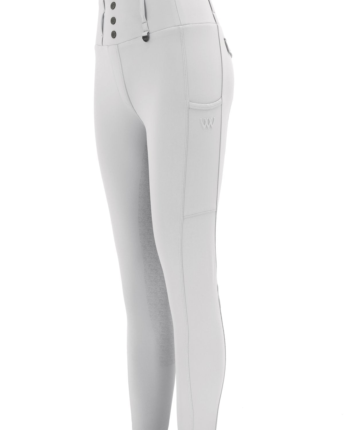 WOOF WEAR White Competition Riding Tights: High Waisted, Water Repellent, Silicone Grip Equestrian Trousers for Women