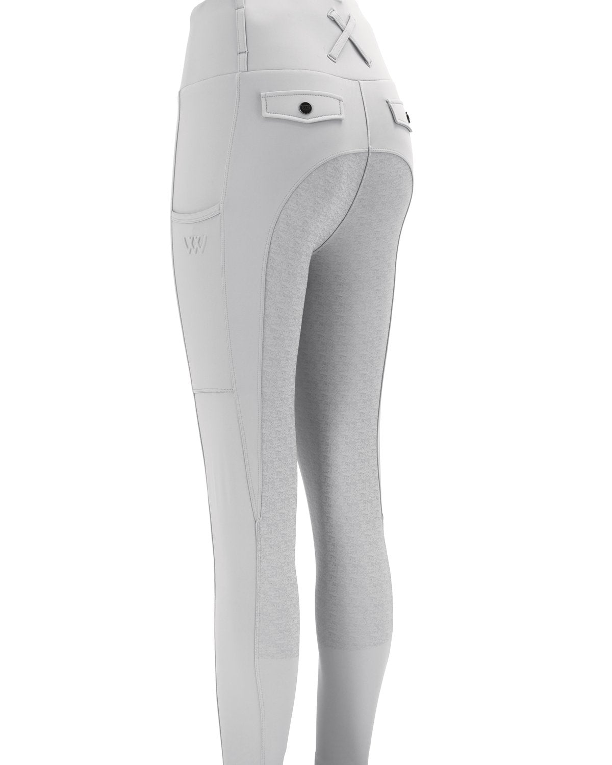 WOOF WEAR Competition Riding Tights White: Stylish & Water Repellent Horse Riding Leggings