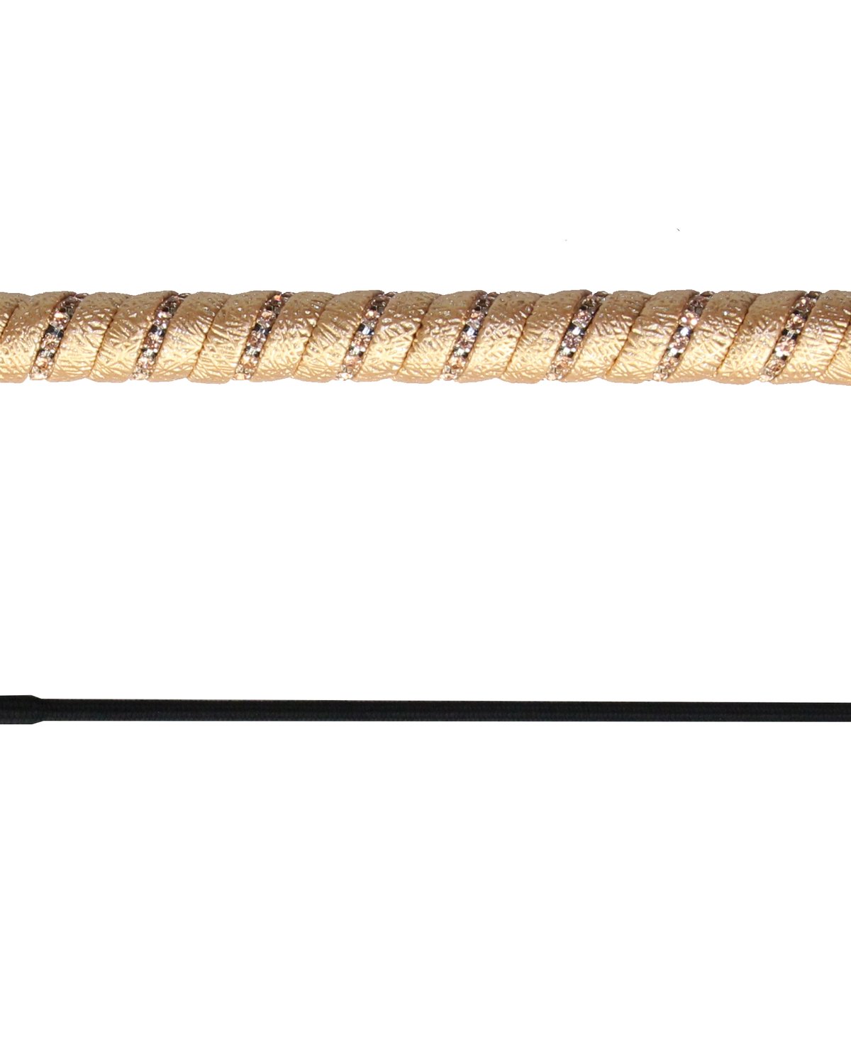 Woof Wear Twisted Champagne Dressage Whip with Crystal Grip - Elegant Riding Crop for Equestrian Performance