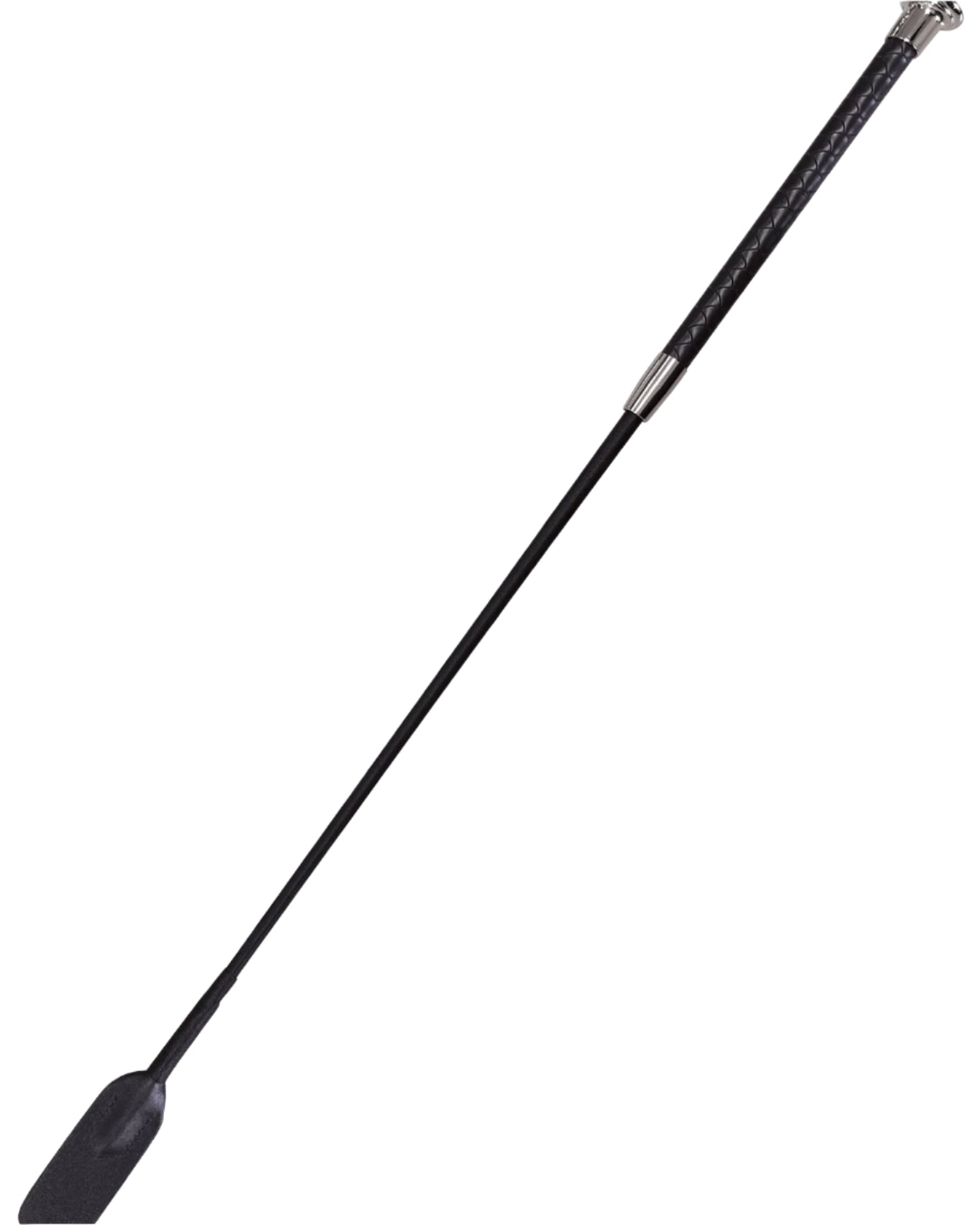 Woof Wear Reptile Riding Whip Black Silver - Equestrian Riding Crop Faux Snakeskin Grip, 60cm Length, Leather Flapper, Branded End Cap