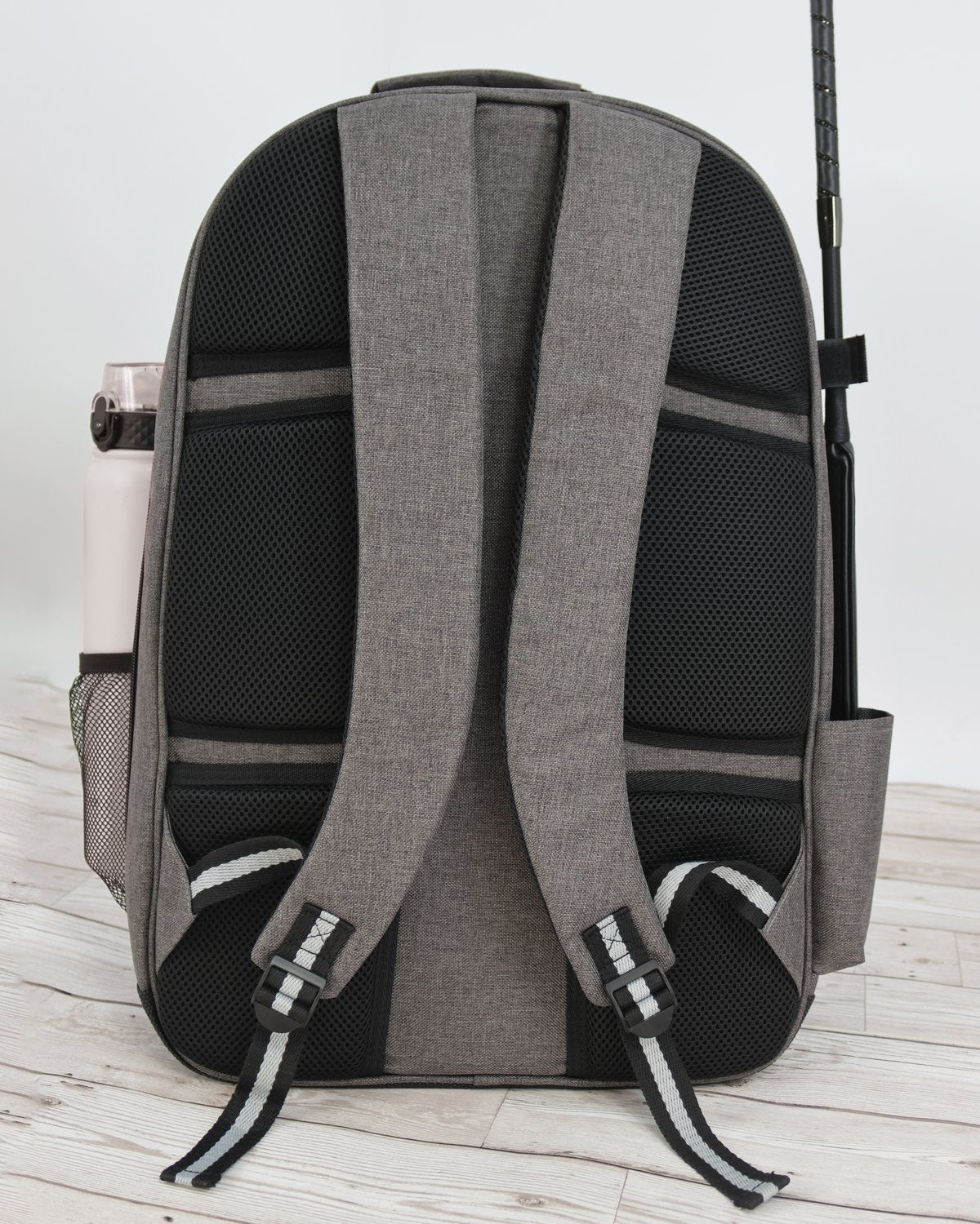 WOOF WEAR Riders Backpack Grey/Black by Equiflair: Horse Riding Bag with Hat & Whip Holders, Padded Straps