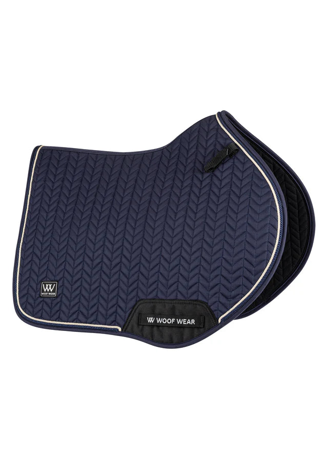 Woof Wear Herringbone Close Contact Saddle Pad Navy: Stylish Equestrian Saddle Pad with Herringbone Design, Close Contact fit.