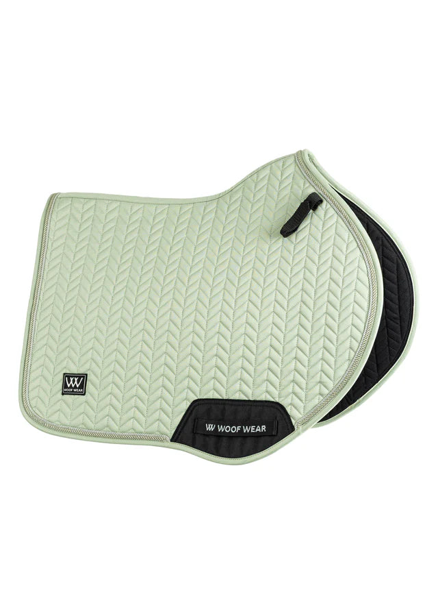 WOOF WEAR Herringbone Close Contact Saddle Pad - Sage Green | Horse Riding Equipment
