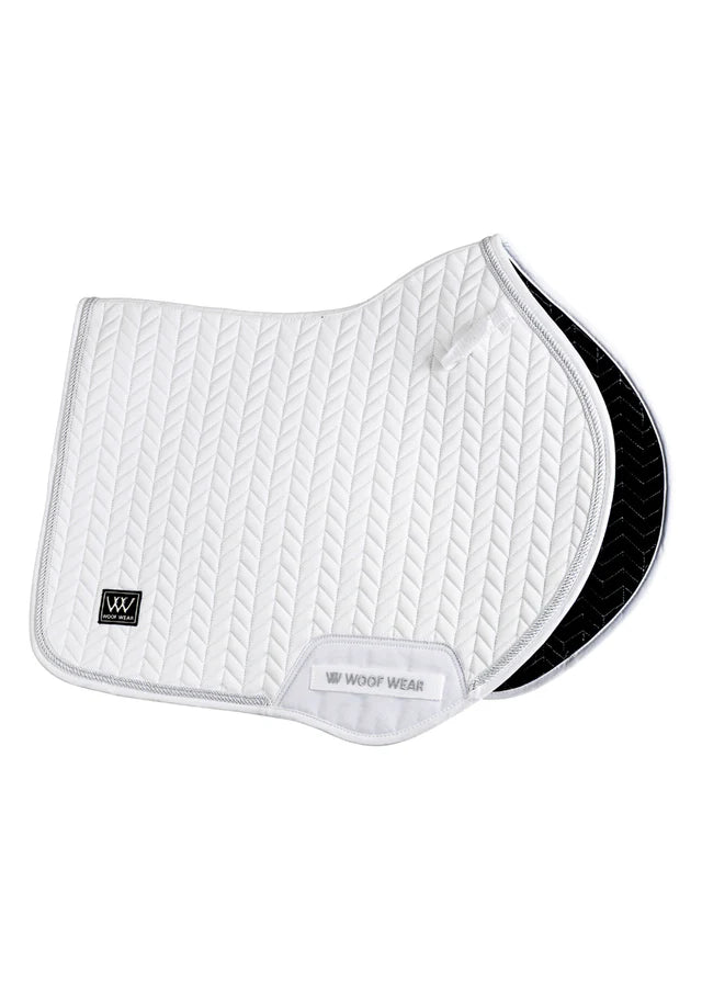 Woof Wear Herringbone Close Contact White Saddle Pad | Equestrian Horse Riding Gear