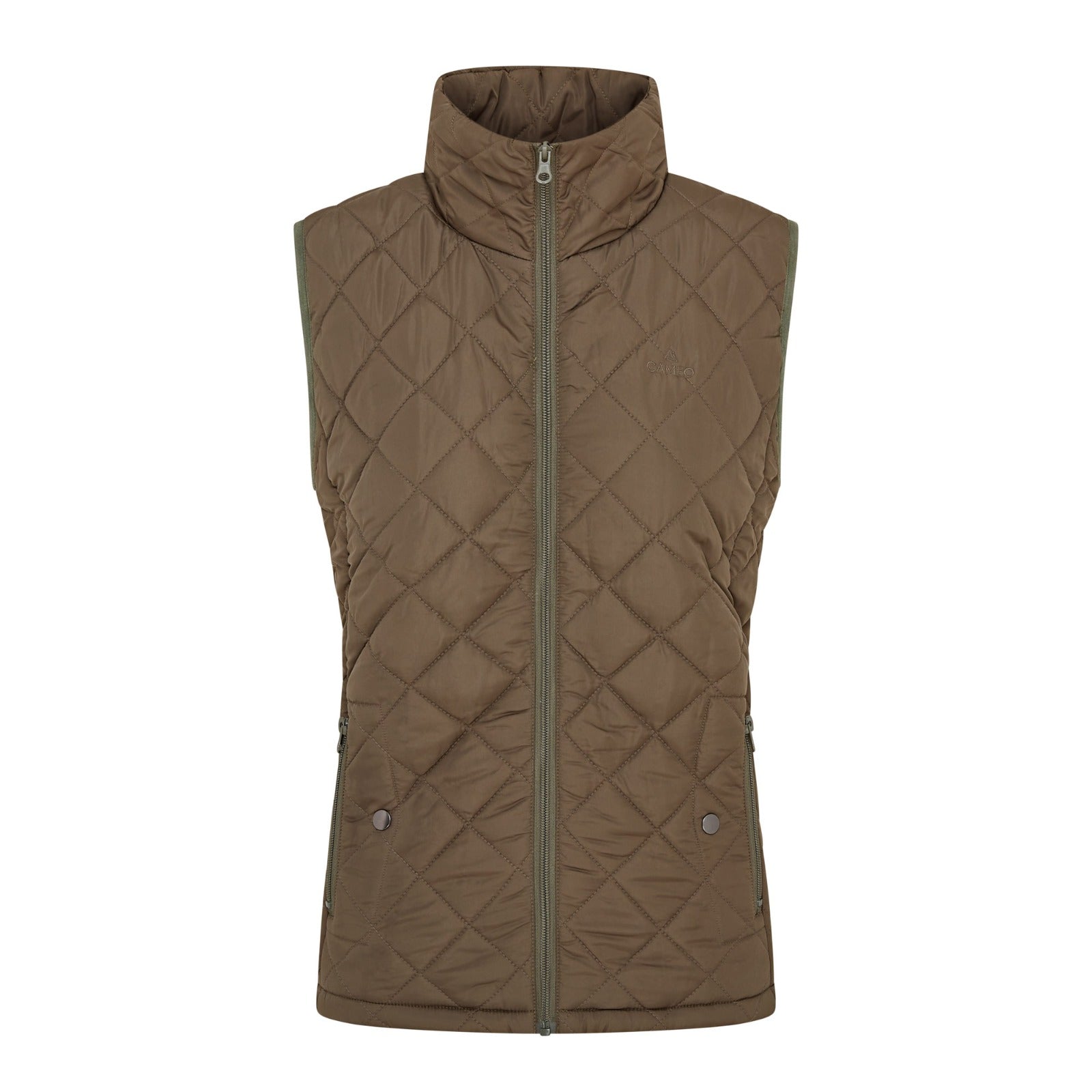 CAMEO All Season Olive Gilet - Women's Quilted Vest, Zip Front, High Collar, Equestrian Clothing