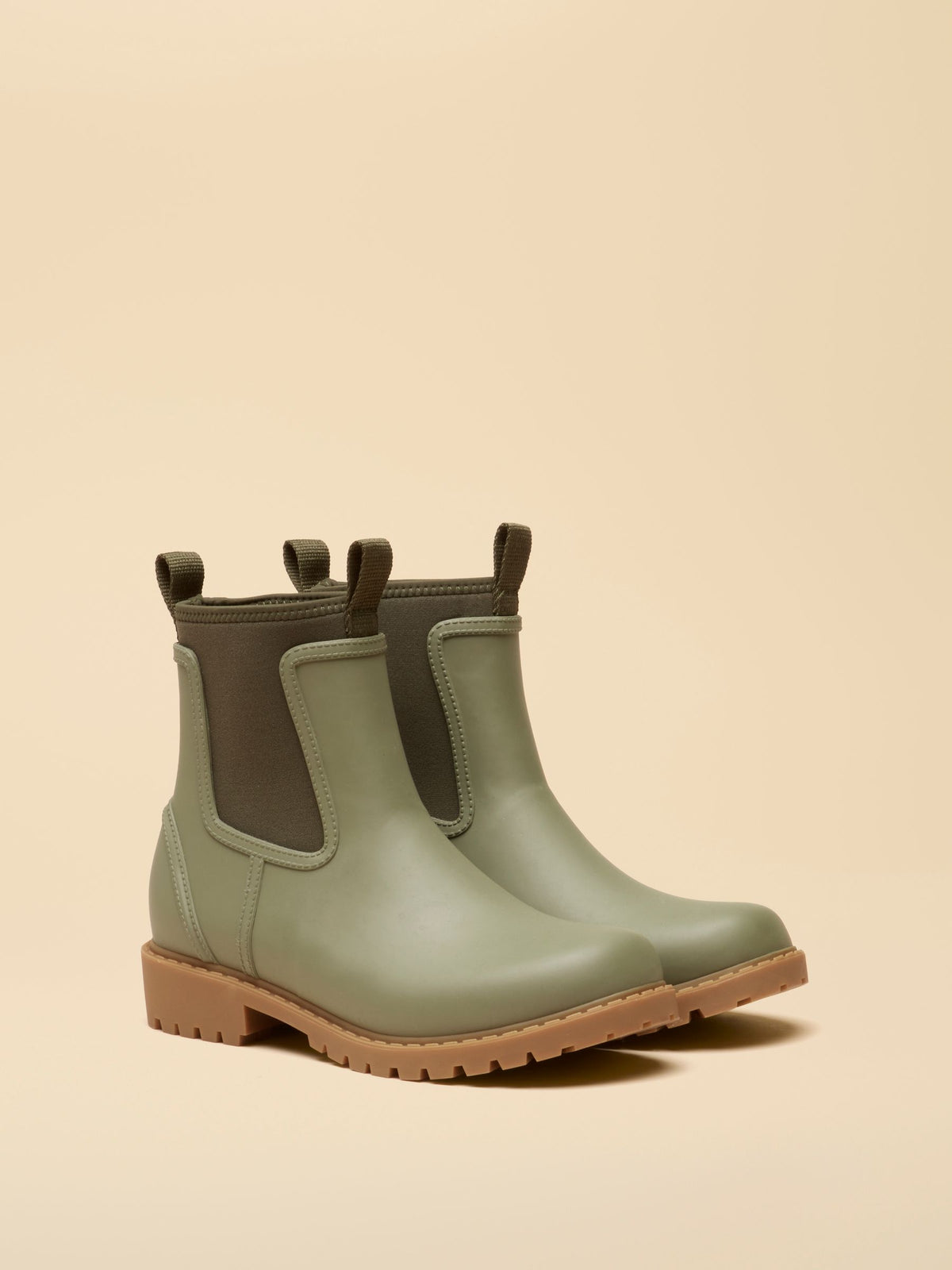 Joules Khaki Green Neoprene Lined Ankle Wellies for Women - Waterproof Rain Boots