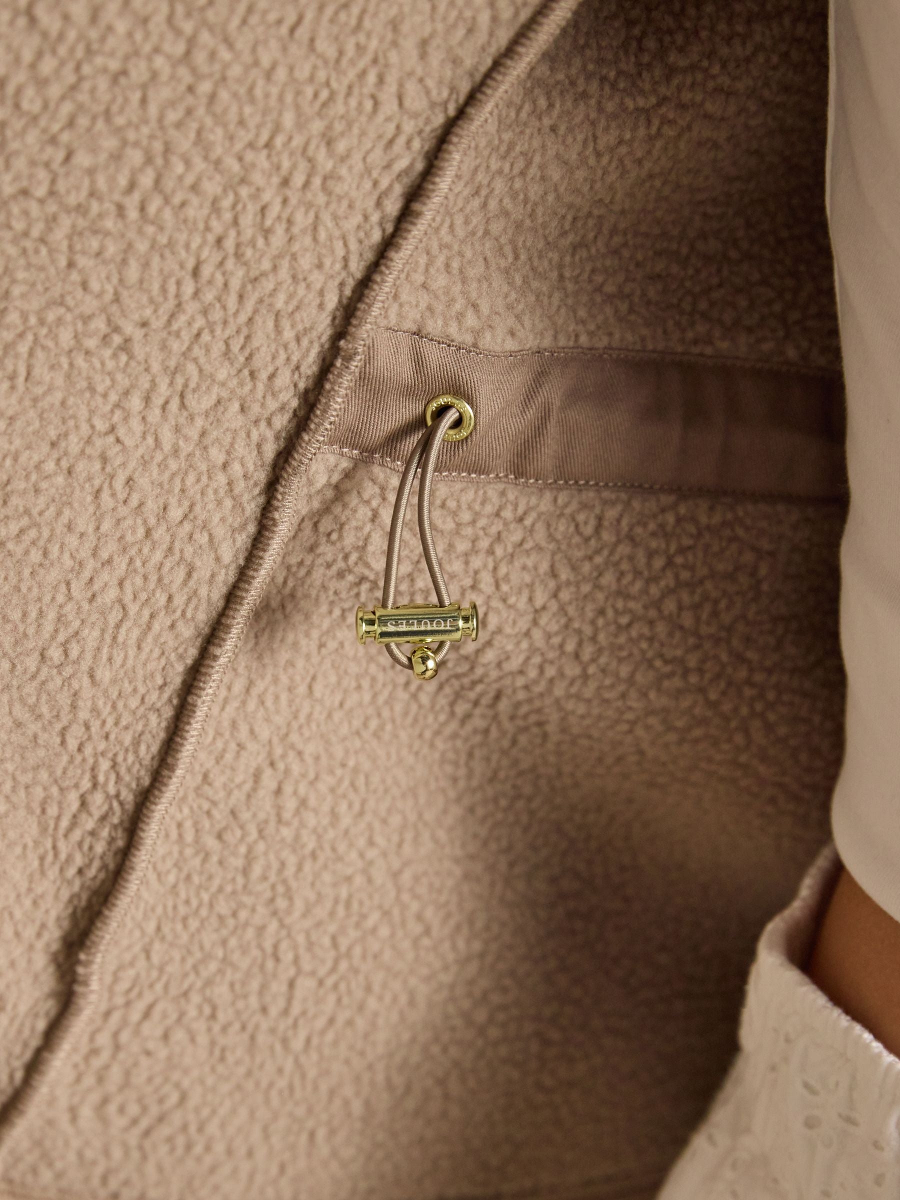 Joules women's mink brown zip-up polar fleece jacket - warm, cozy, and perfect for outdoor adventures.