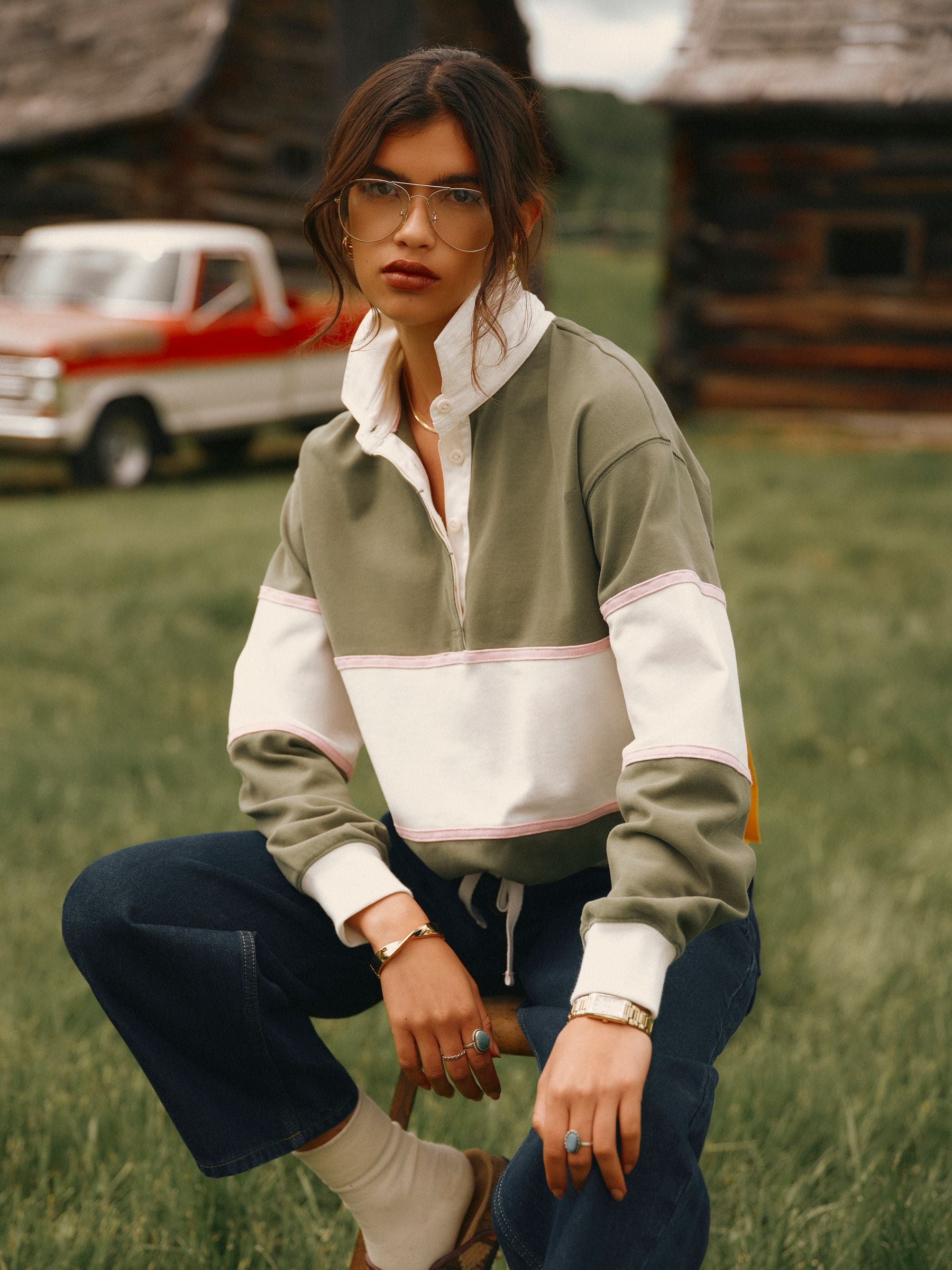 Women's Joules Long Sleeve Cotton Collared Rugby Deckshirt