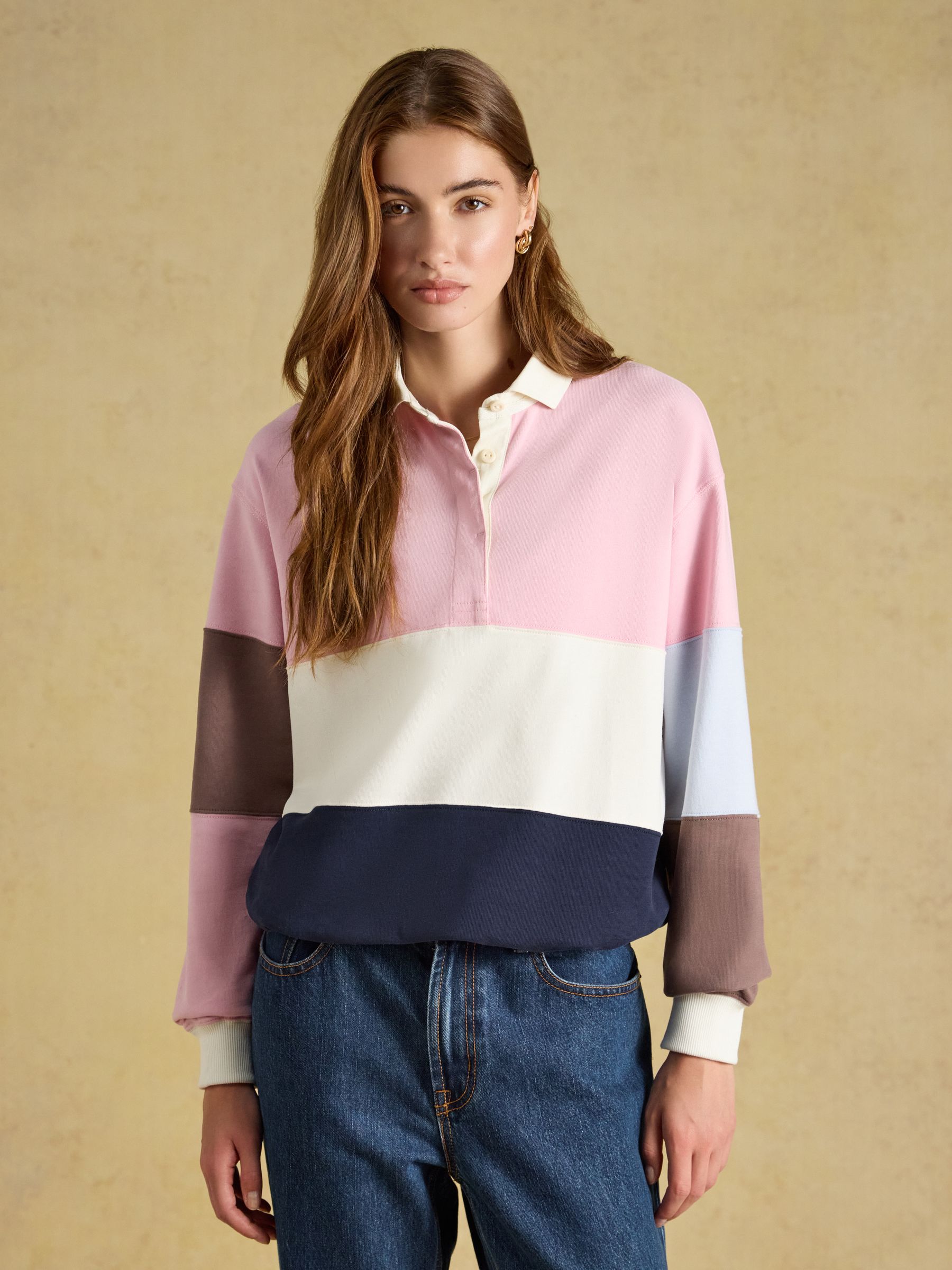 Women's Joules Long Sleeve Cotton Collared Rugby Deckshirt