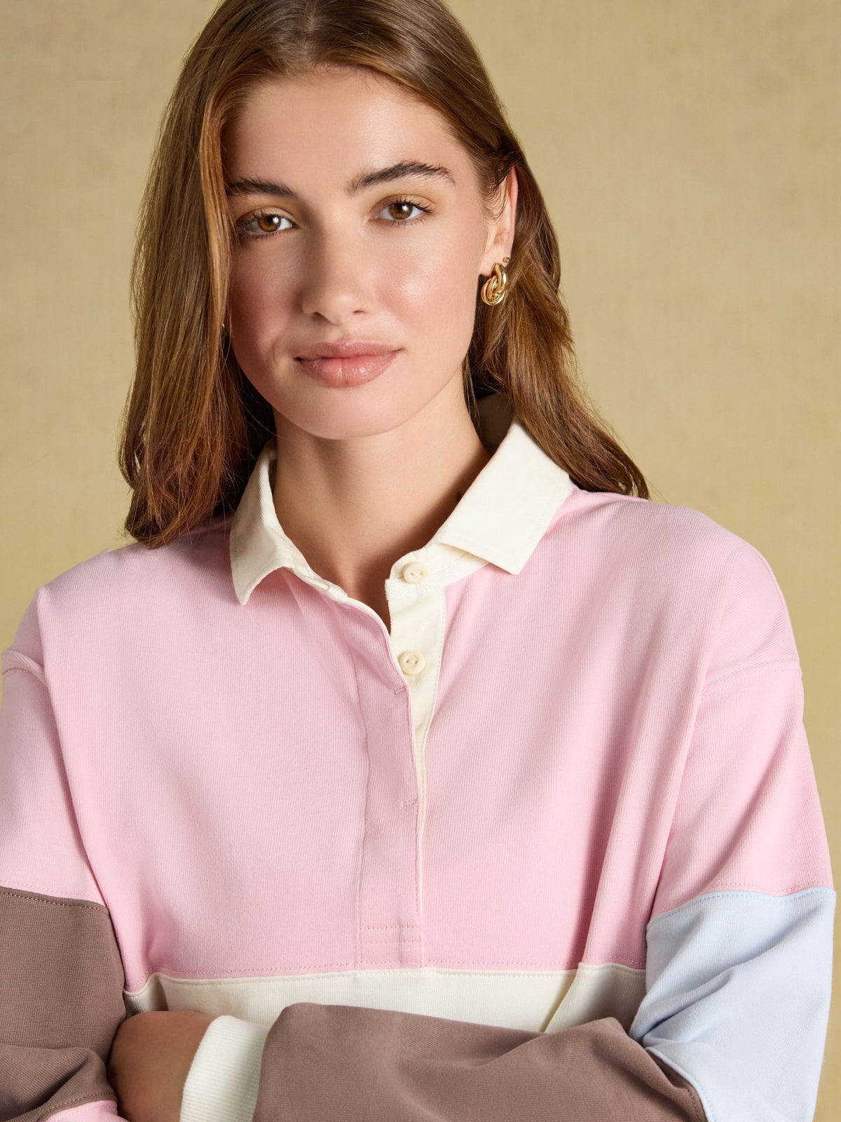 Women's Joules Long Sleeve Cotton Collared Rugby Deckshirt