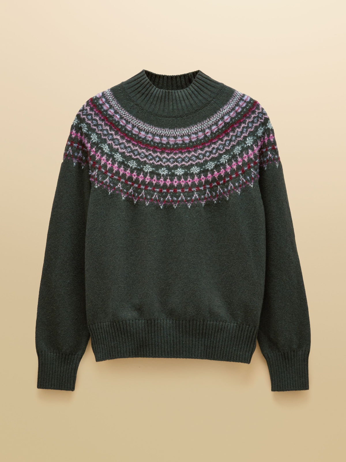 Women's Joules Green Fair Isle High Neck Jumper
