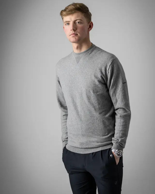 LEMIEUX Mens Crew Neck Jumper Grey: Stylish Cashmere Blend Sweater for Men | Equiflair Saddlery - Large