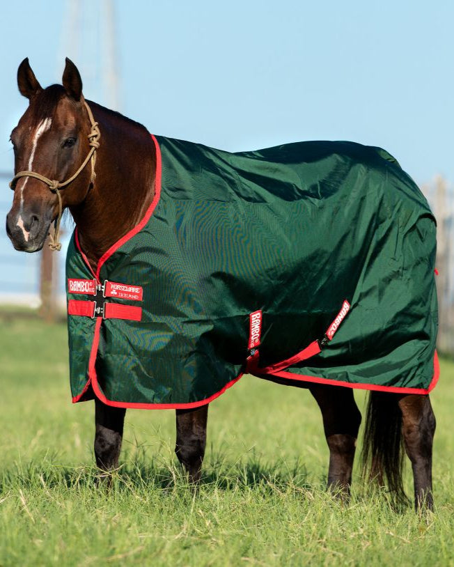 Horseware Rambo 1000D Turnout 0G Green/Red Waterproof Horse Blanket