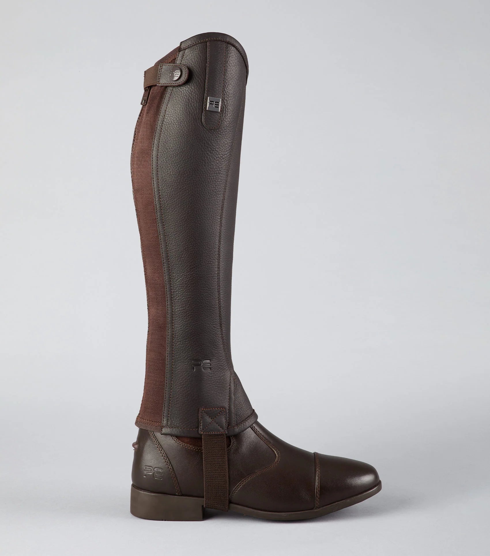 Premier Equine Actio Brown Leather Half Chaps for Horse Riding | Equiflair