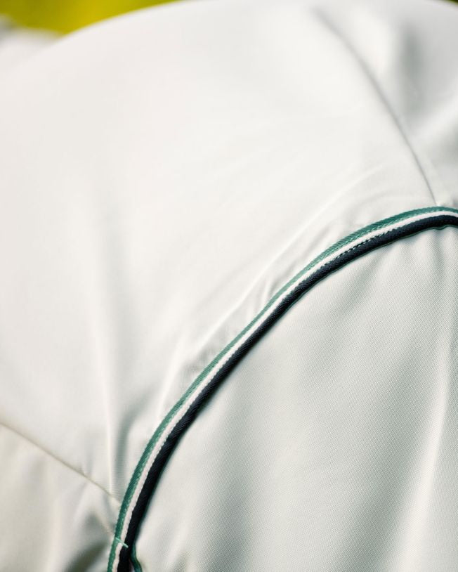 Horseware Rambo Hoody: Summer Horse Rug - Fly & UV Protection, Chalk/Hunter Green, Equiflair