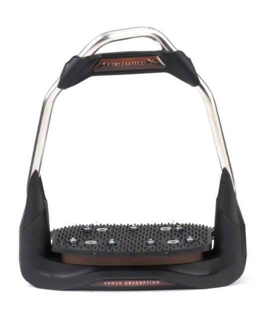 FREEJUMP Air's Choco Equestrian Stirrups: Black & Brown, Safety, Comfort, Anti-Slip Grip