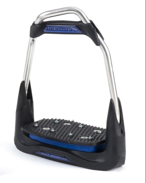 FREEJUMP AIR'S Stirrups Navy/Black: High-Performance Horseback Riding Stirrups with Shock Absorption, available at Equiflair.