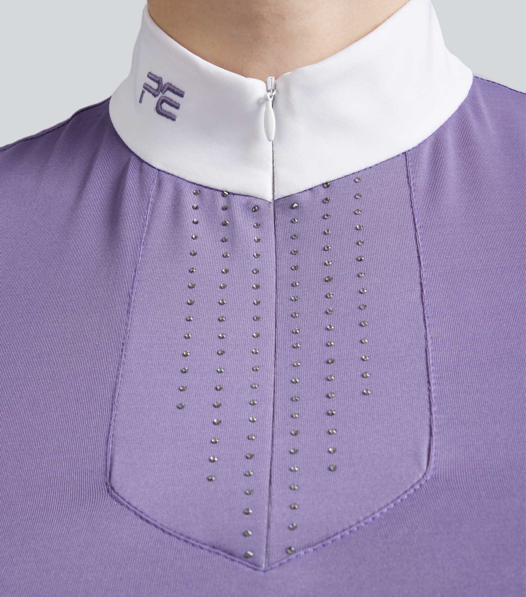 Premier Equine Alani Amethyst Riding Top: Women's Equestrian Short Sleeve, Technical Fabric, Embellished Detail