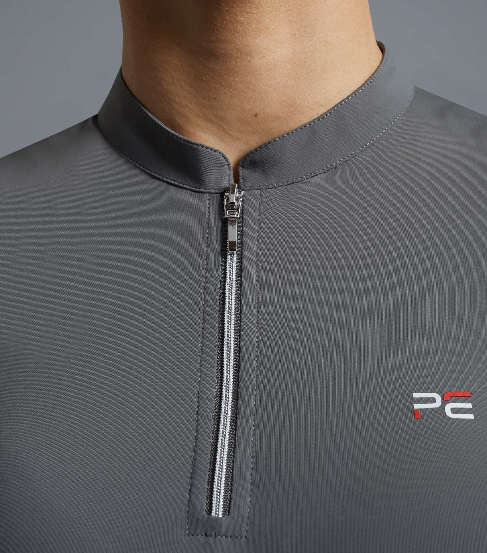 Premier Equine Allegra Anthracite Ladies Riding Top: Short Sleeve, Zip Closure, Equestrian Apparel from Equiflair