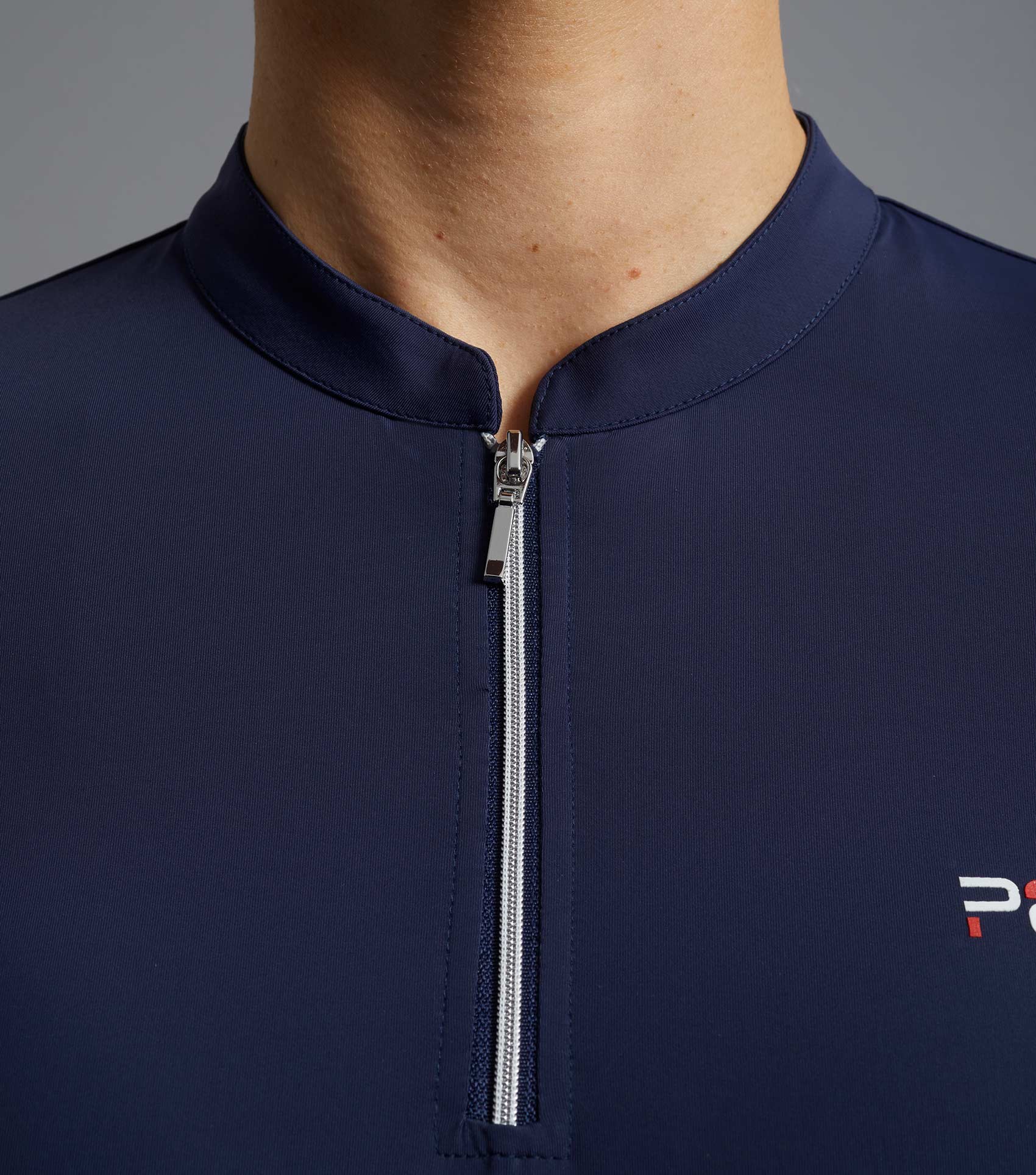 Premier Equine Allegra Navy Riding Top - Ladies Equestrian Short Sleeve 1/4 Zip