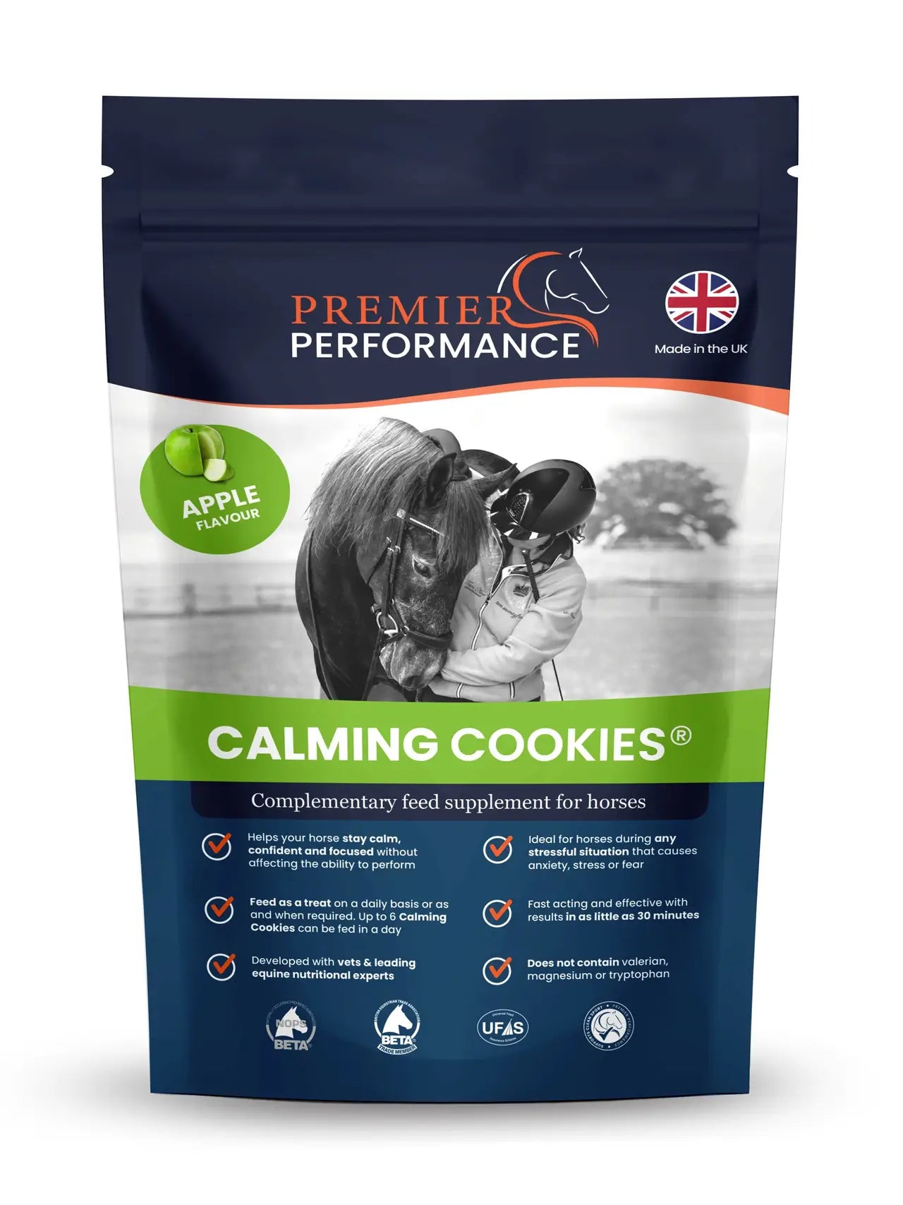 Premier Performance Calming Cookies for Horses - Apple Flavor Equine Supplement, Made in the UK