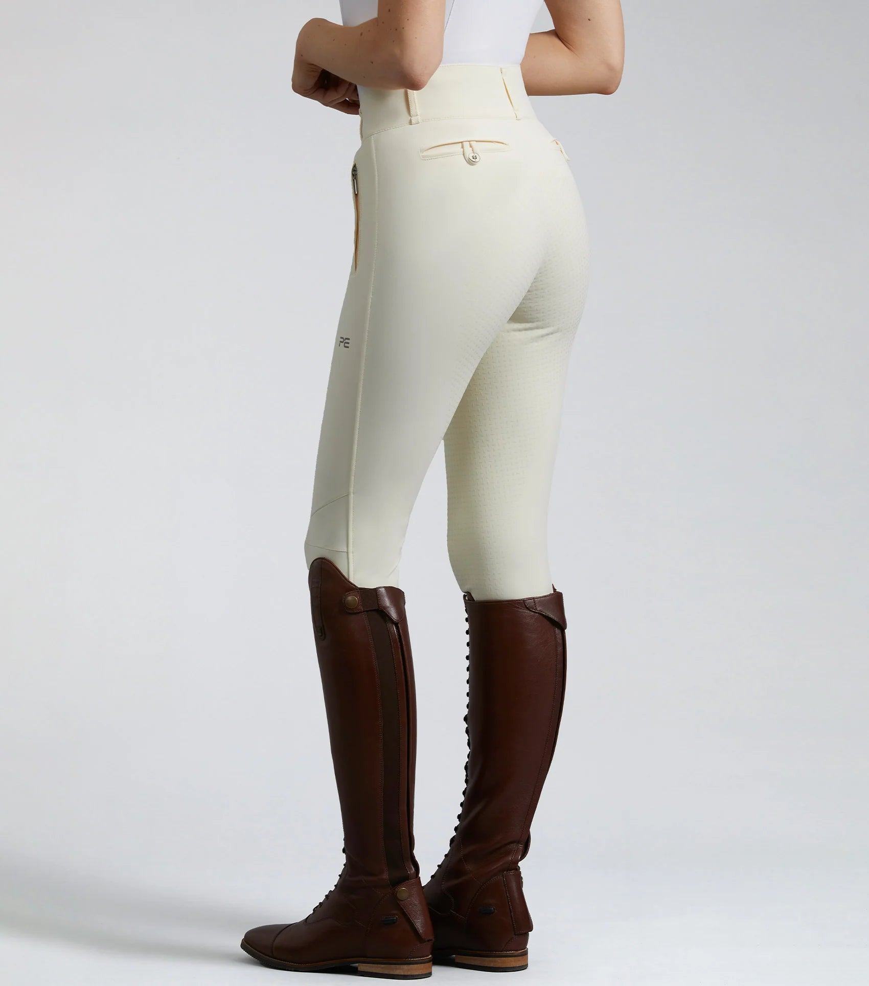 Premier Equine Aradina Vanilla Riding Breeches: Equestrian Competition Style with Full Seat Gel for Optimal Performance