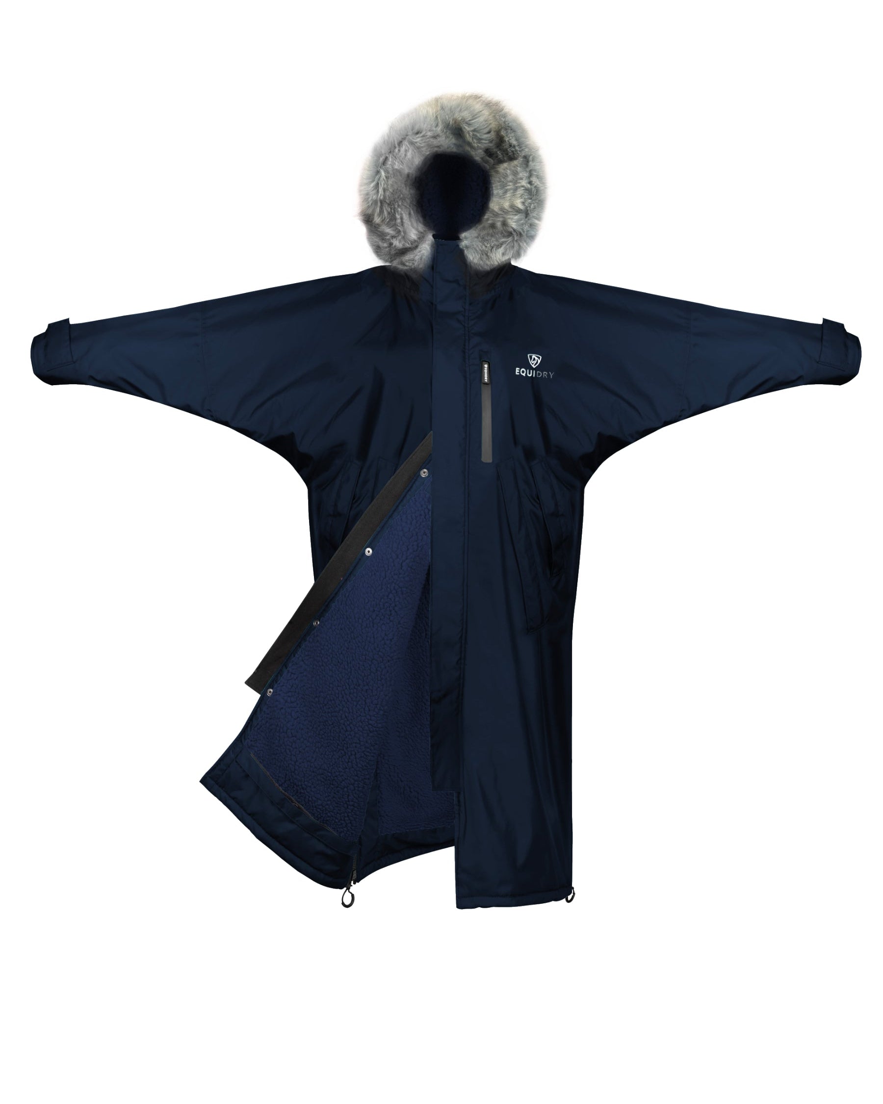 EQUIDRY Evolution Children's Fleece Navy Coat - Waterproof Kids Outdoor Jacket