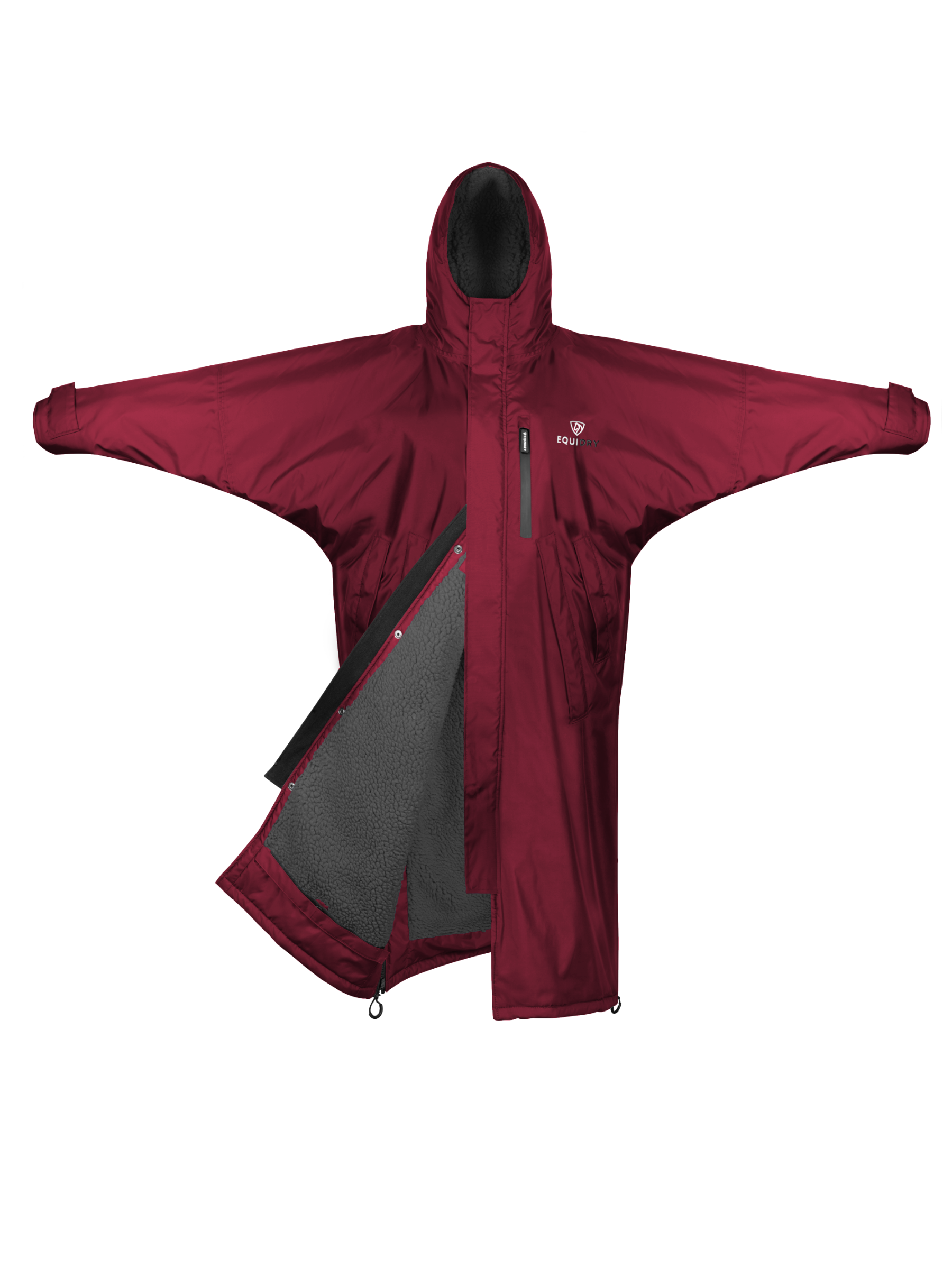 Equidry Evolution Plum Waterproof Horse Riding Coat - Women's Fleece Lined Long Coat
