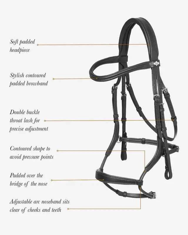 LeMieux Arika Adjustable Anatomic Noseband Bridle Black/Silver
