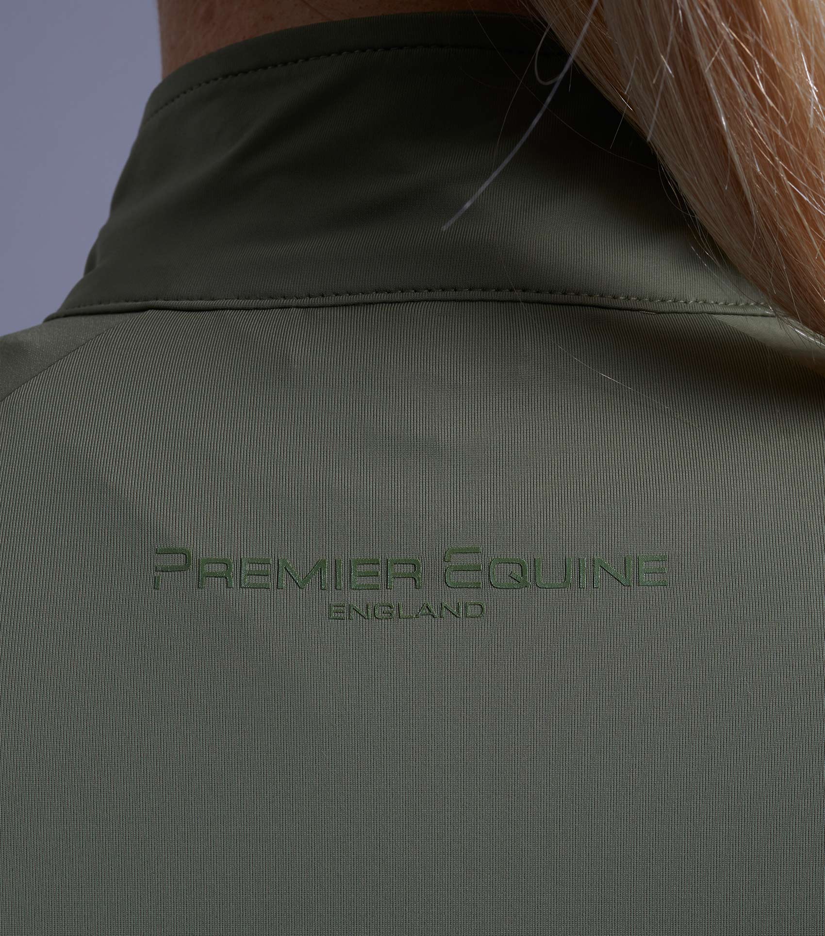 Premier Equine Aura Ladies Riding Top - Olive short sleeve equestrian shirt for women.