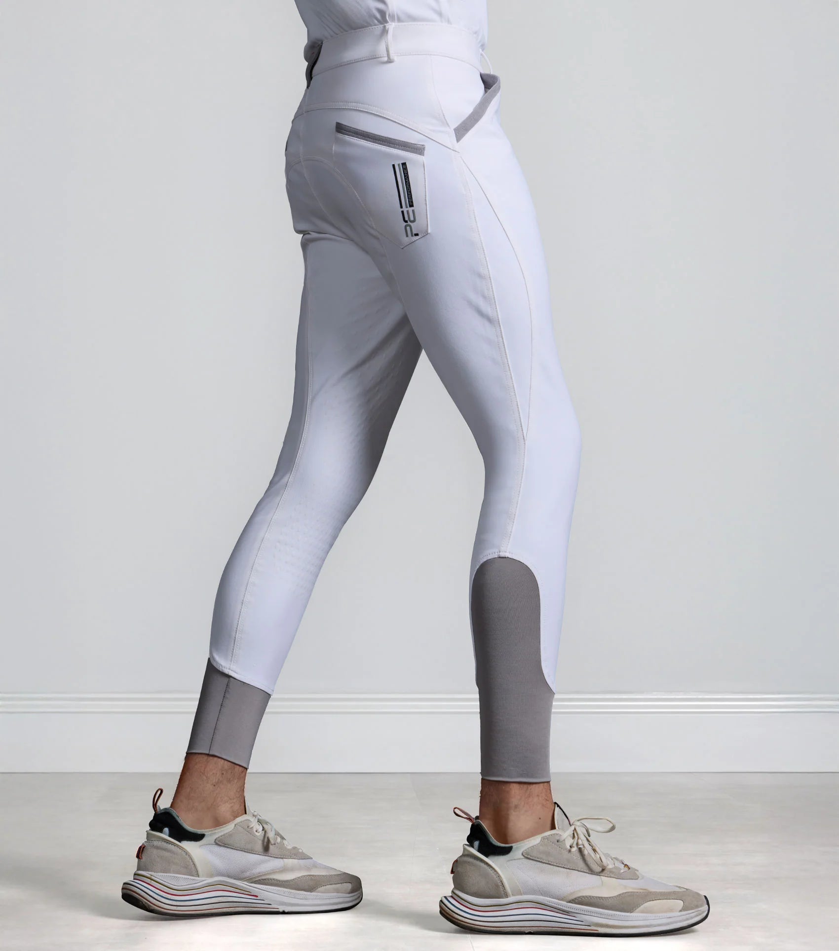 PREMIER EQUINE BARUSSO Men's Gel Knee Competition Breeches White | Equestrian Riding Pants Apparel