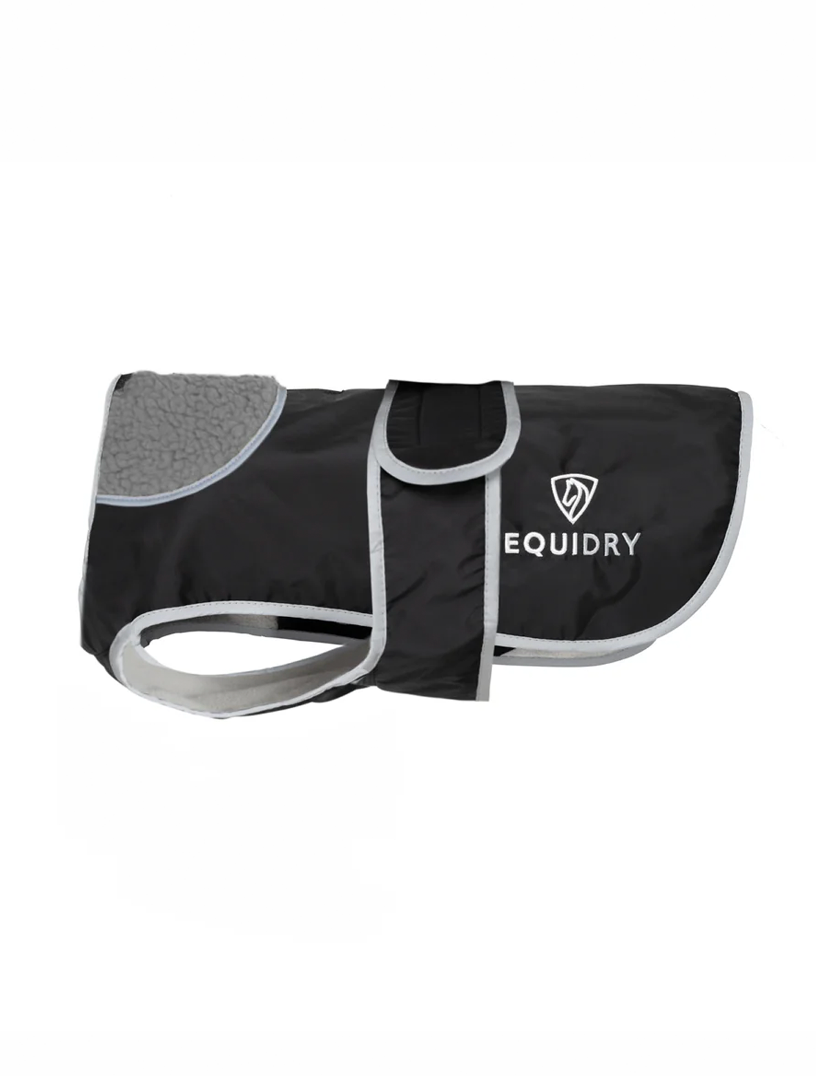 Equidry Waterproof Dog Coat - Black & Grey, Reflective, Fleece-Lined, Adjustable - Keep Your Dog Warm & Dry