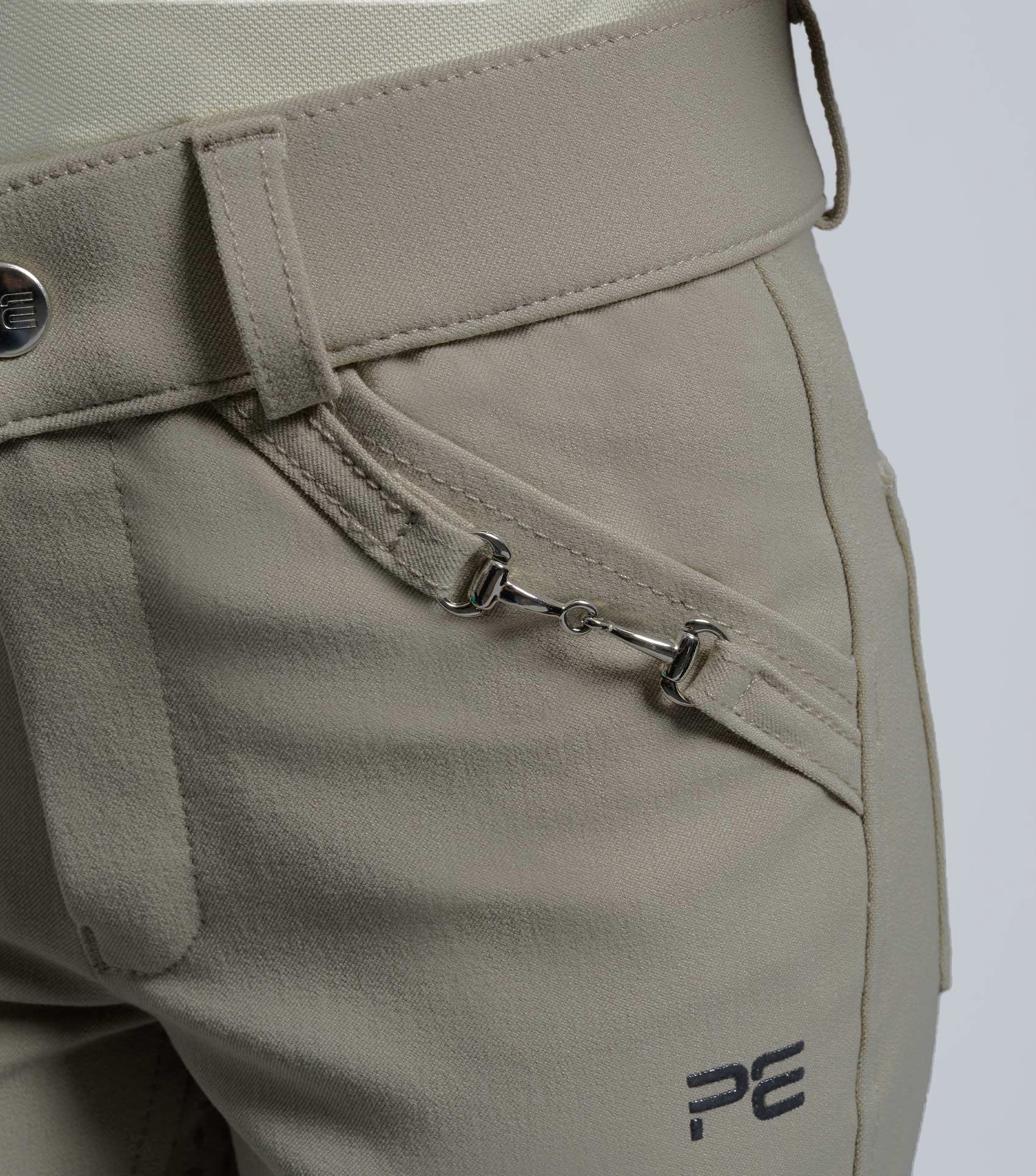 Premier Equine Brava Girls Beige Riding Breeches, Full Seat Gel, Competition Equestrian Apparel