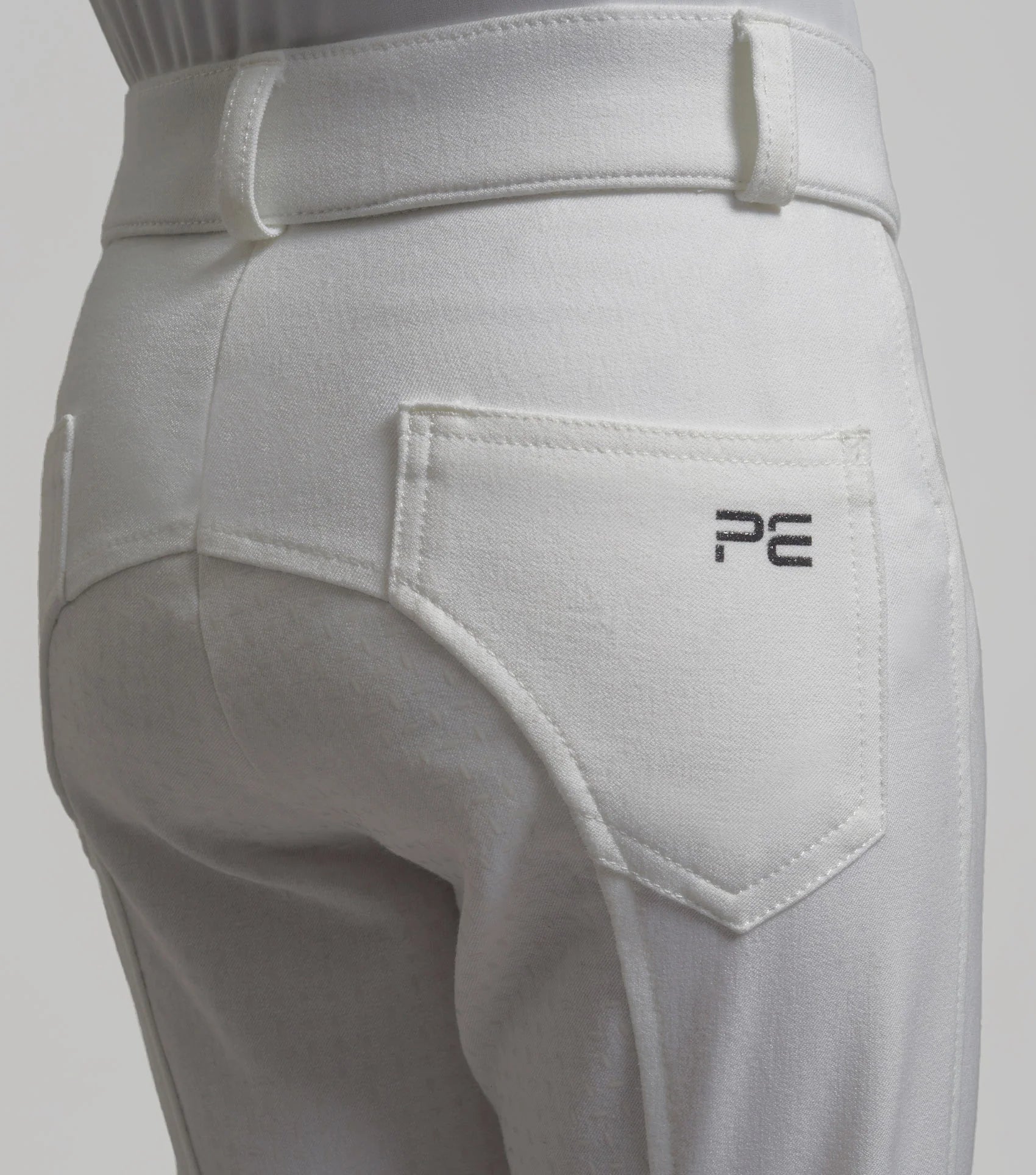 Premier Equine Brava Girls White Riding Breeches - Full Seat Gel Equestrian Competition Pants