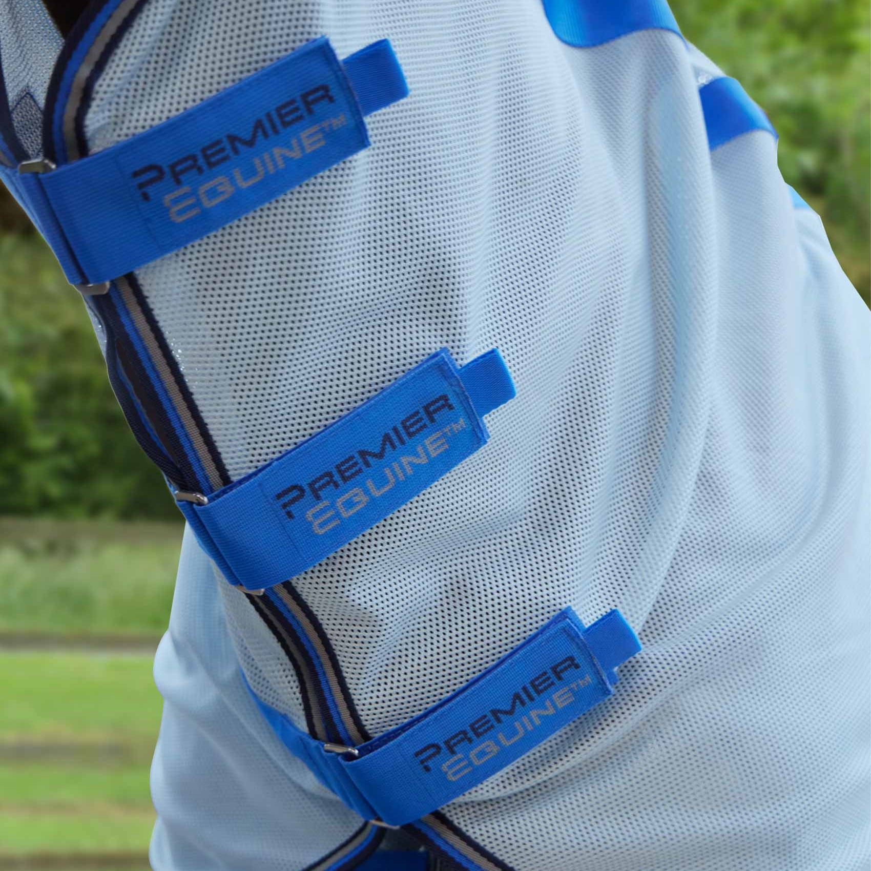 Premier Equine Bug Buster Fly Rug Blue: Detachable Neck & Belly Flap for Horses | Equiflair