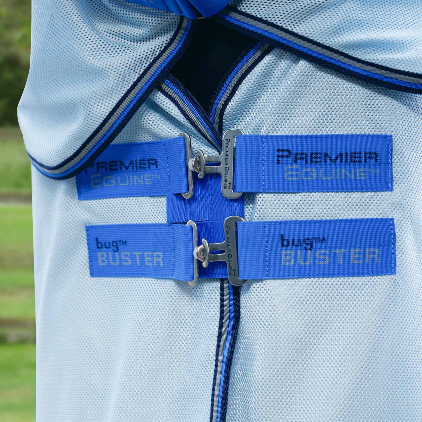 Premier Equine Bug Buster Fly Rug - Blue Horse Fly Sheet with UV Protection - Equiflair
