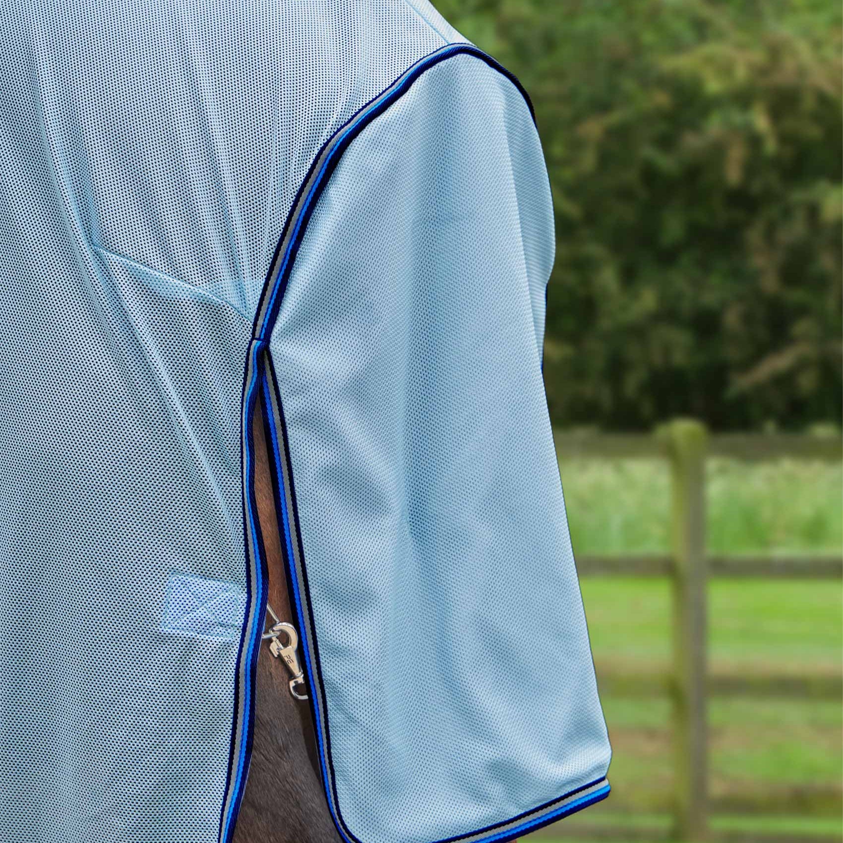 Premier Equine Bug Buster Fly Rug - Blue, Detachable Neck & Belly Flap. Horse Fly Protection, 65% UV Protection.