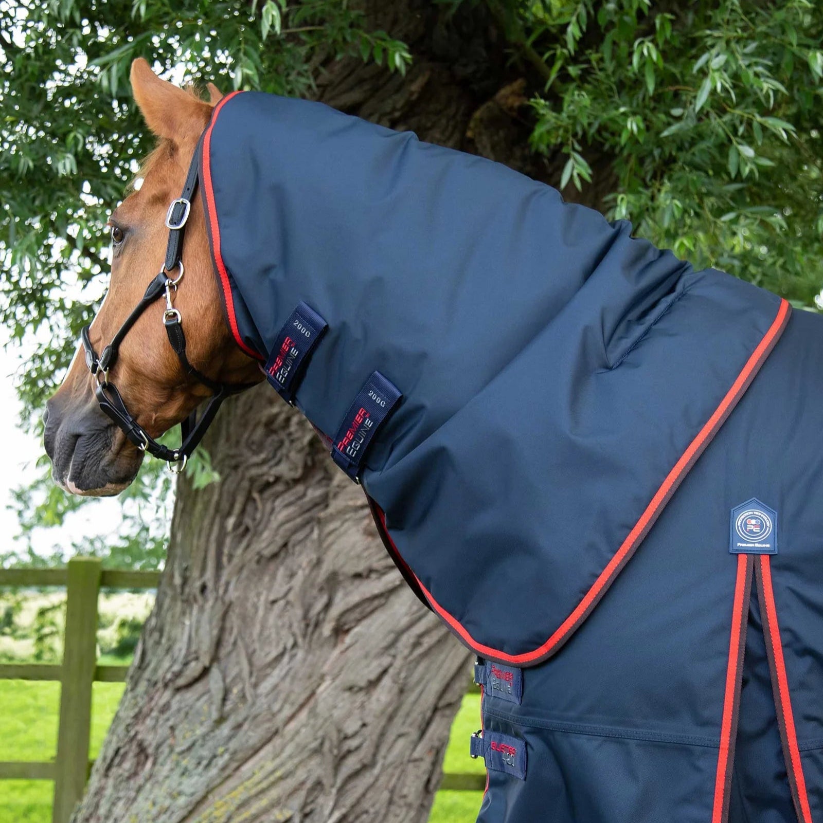 Premier Equine Buster 420g Heavyweight Turnout Rug with Classic Neck Cover - Navy horse rug.