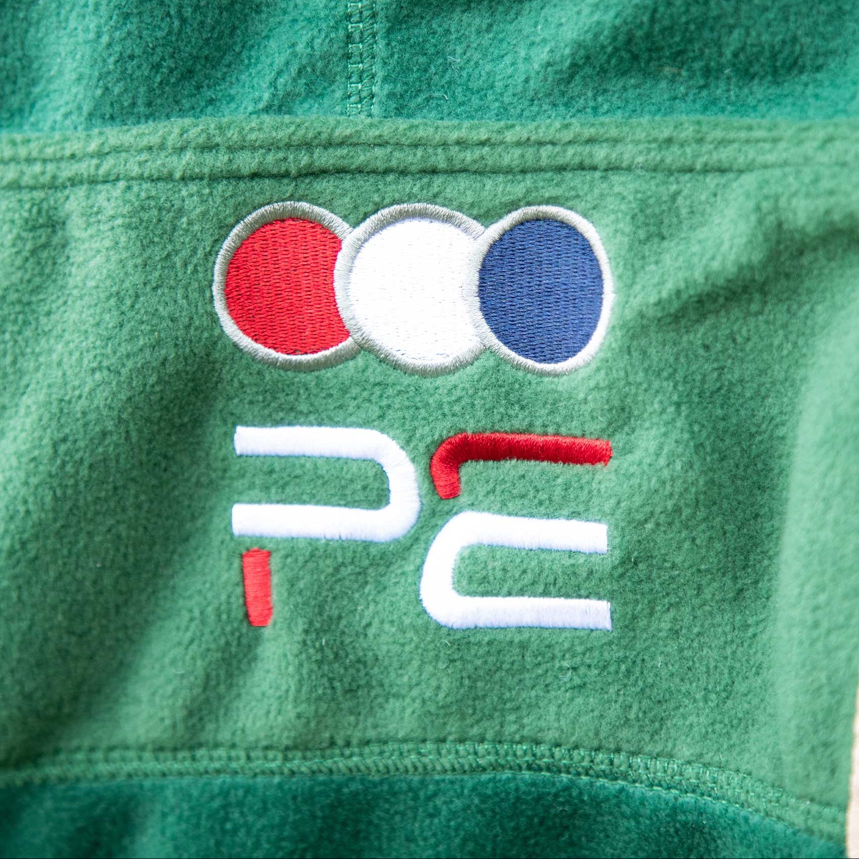 Premier Equine Buster Continental Edition Fleece Cooler Rug - Green with Red, White & Blue Logo