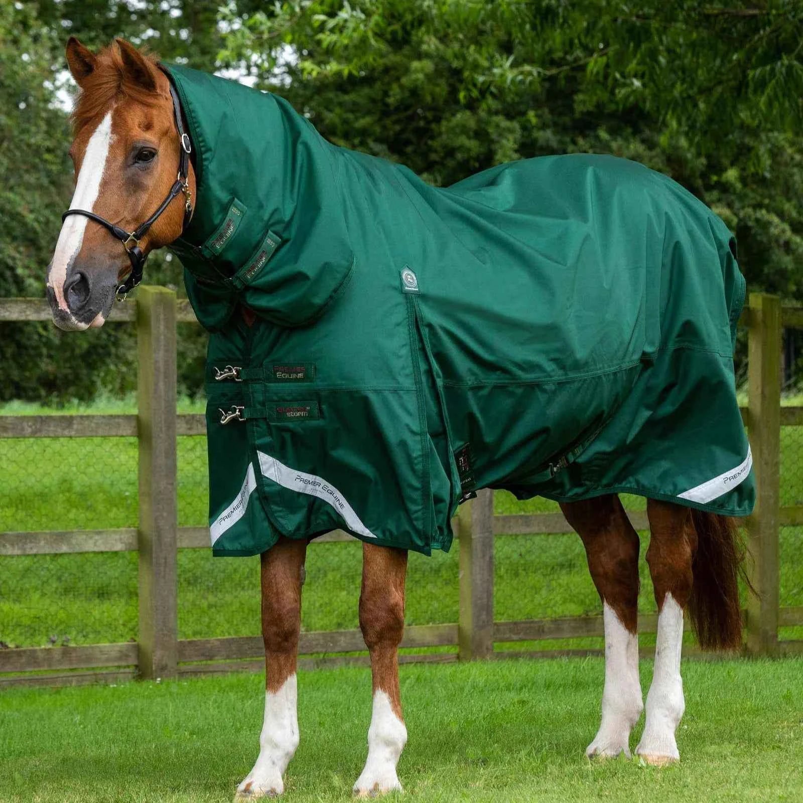 Premier Equine Buster Storm 220g Combo Turnout Rug with Classic Neck Green