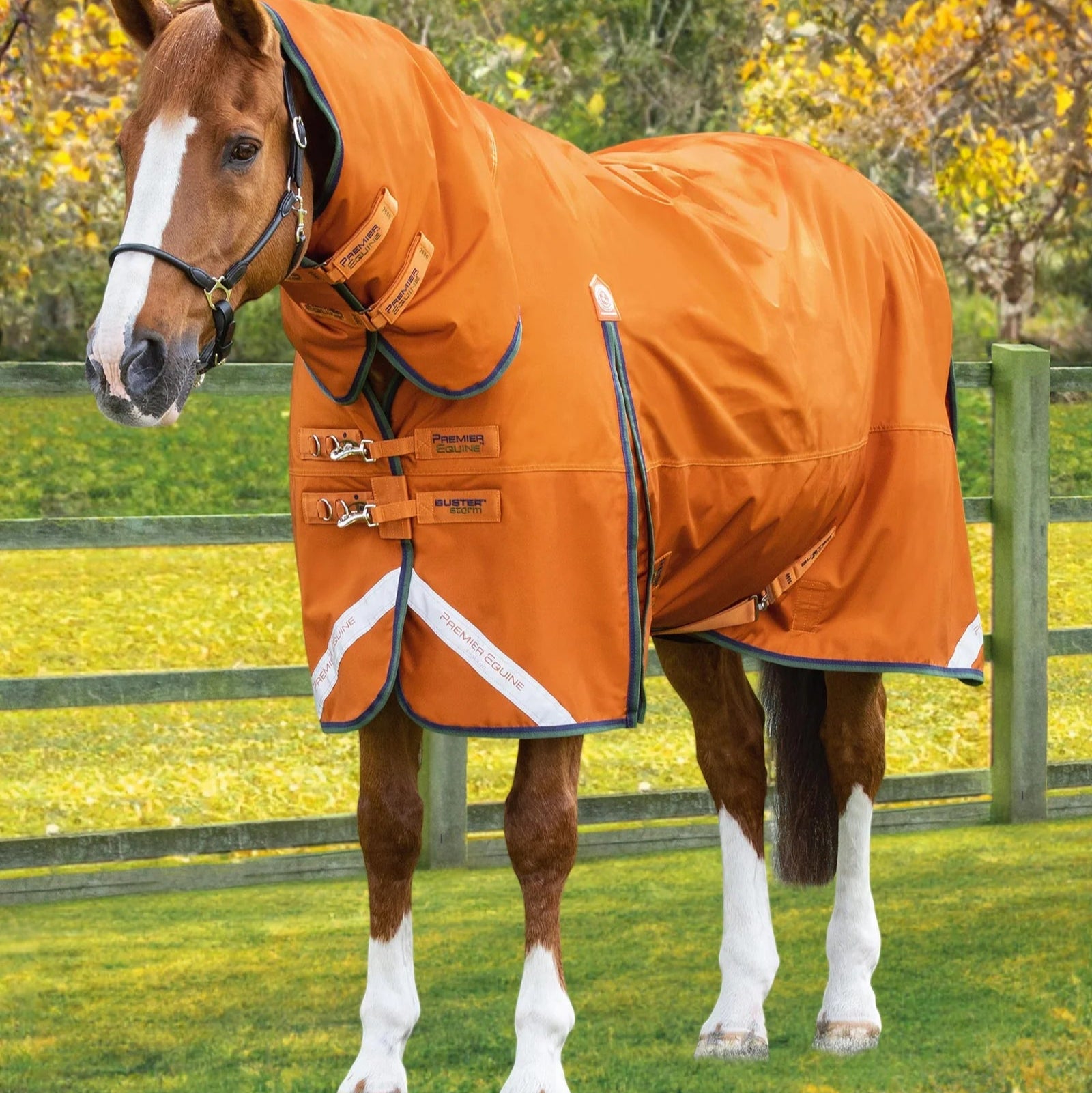 Premier Equine Buster Storm 400g Combo Turnout Rug with Classic Neck Burnt Orange