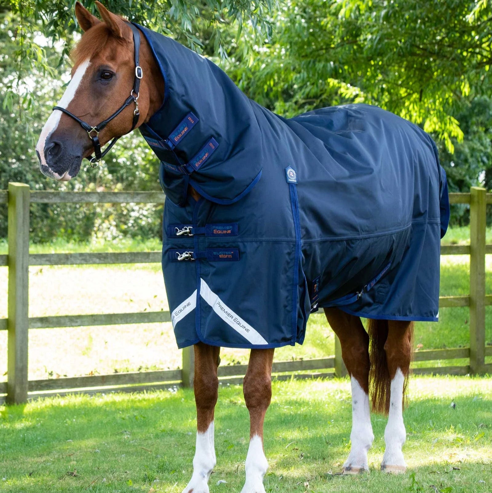 Premier Equine Buster Storm 420g Combo Turnout Rug with Classic Neck Navy
