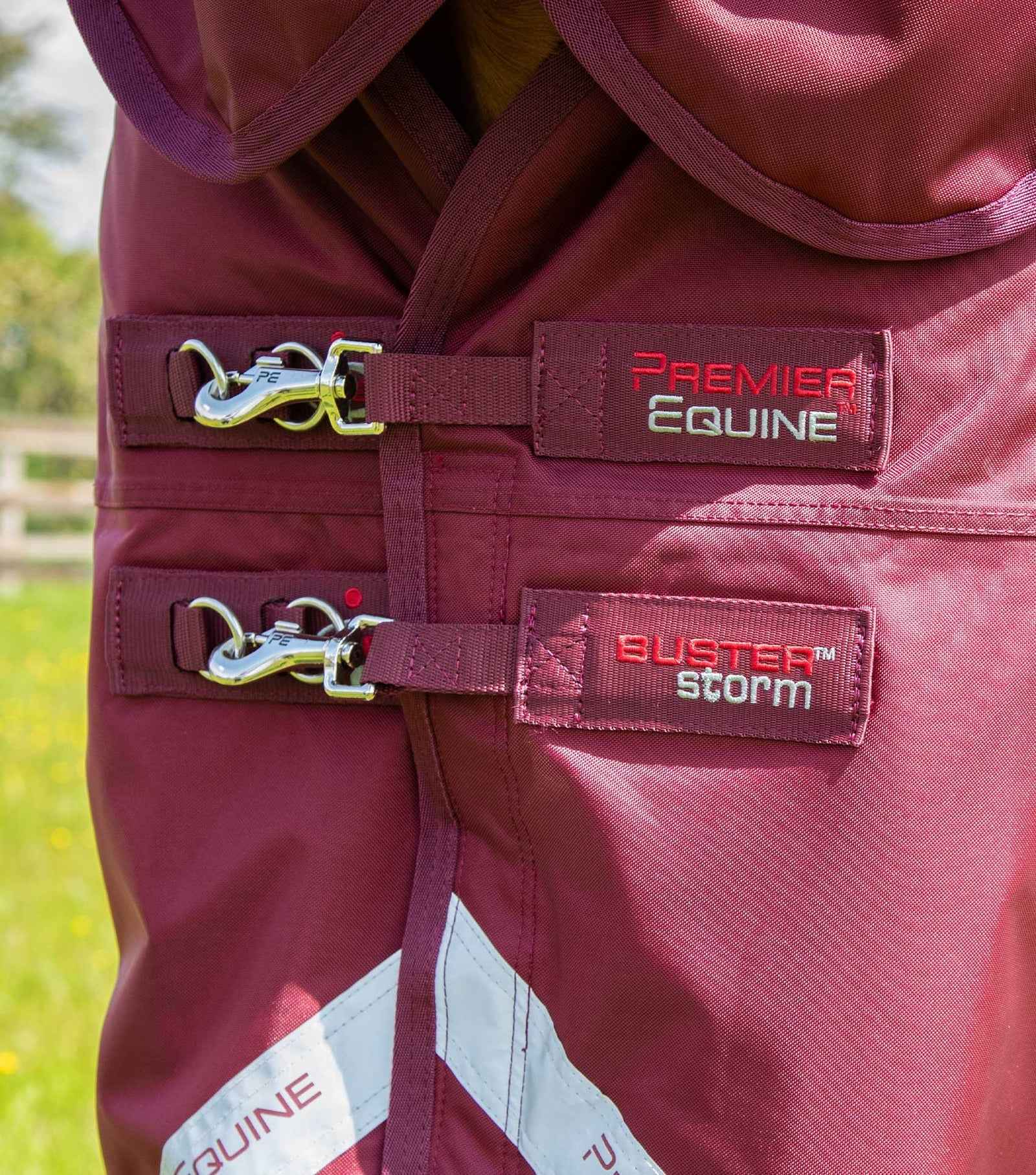 Premier Equine Buster Storm 90g Combo Turnout Rug with Classic Neck Burgundy