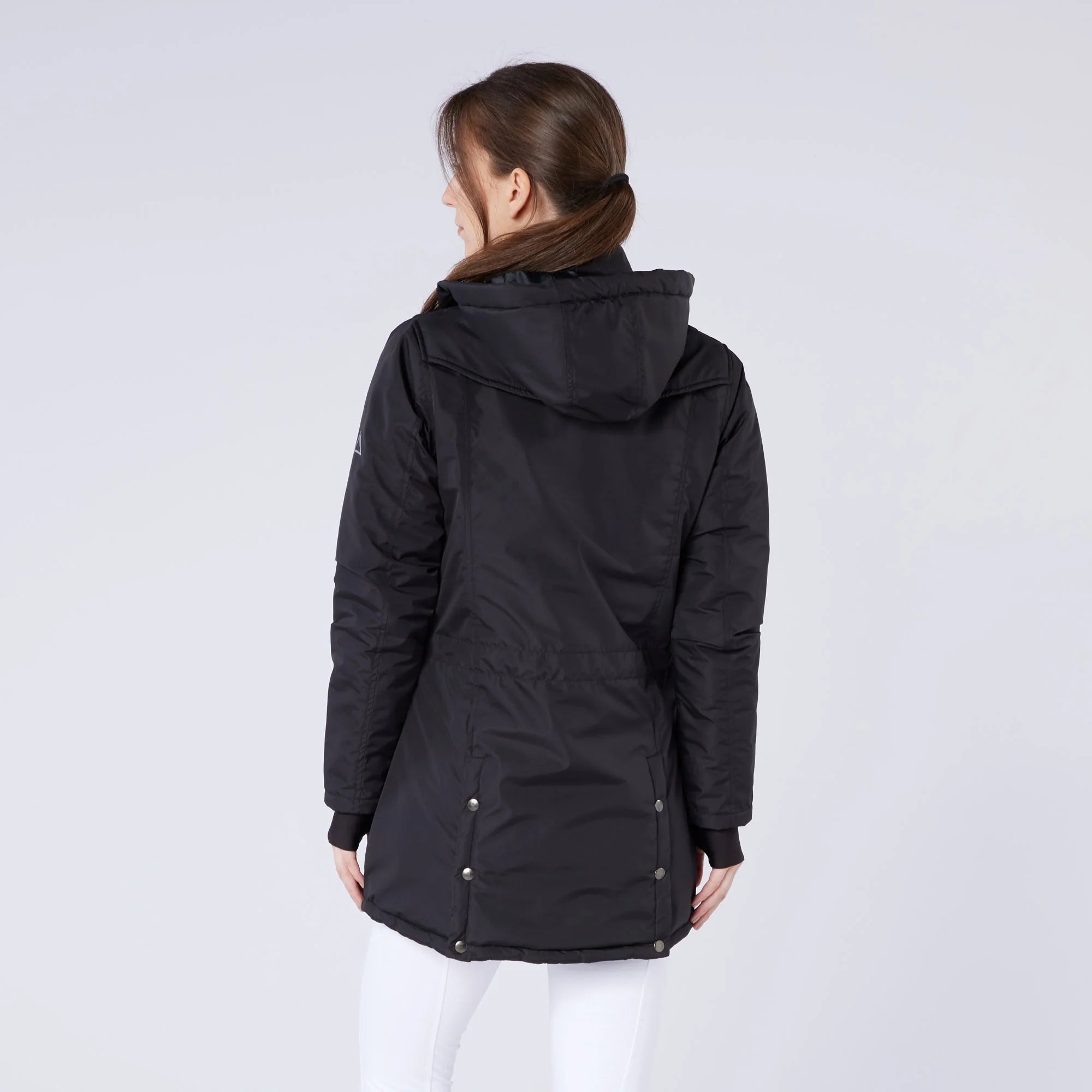 Equiflair CAMEO VENTUS Black Quilted Riding Jacket: Vented, Hooded, Pockets. Equestrian Apparel for Women. Stylish and Functional!