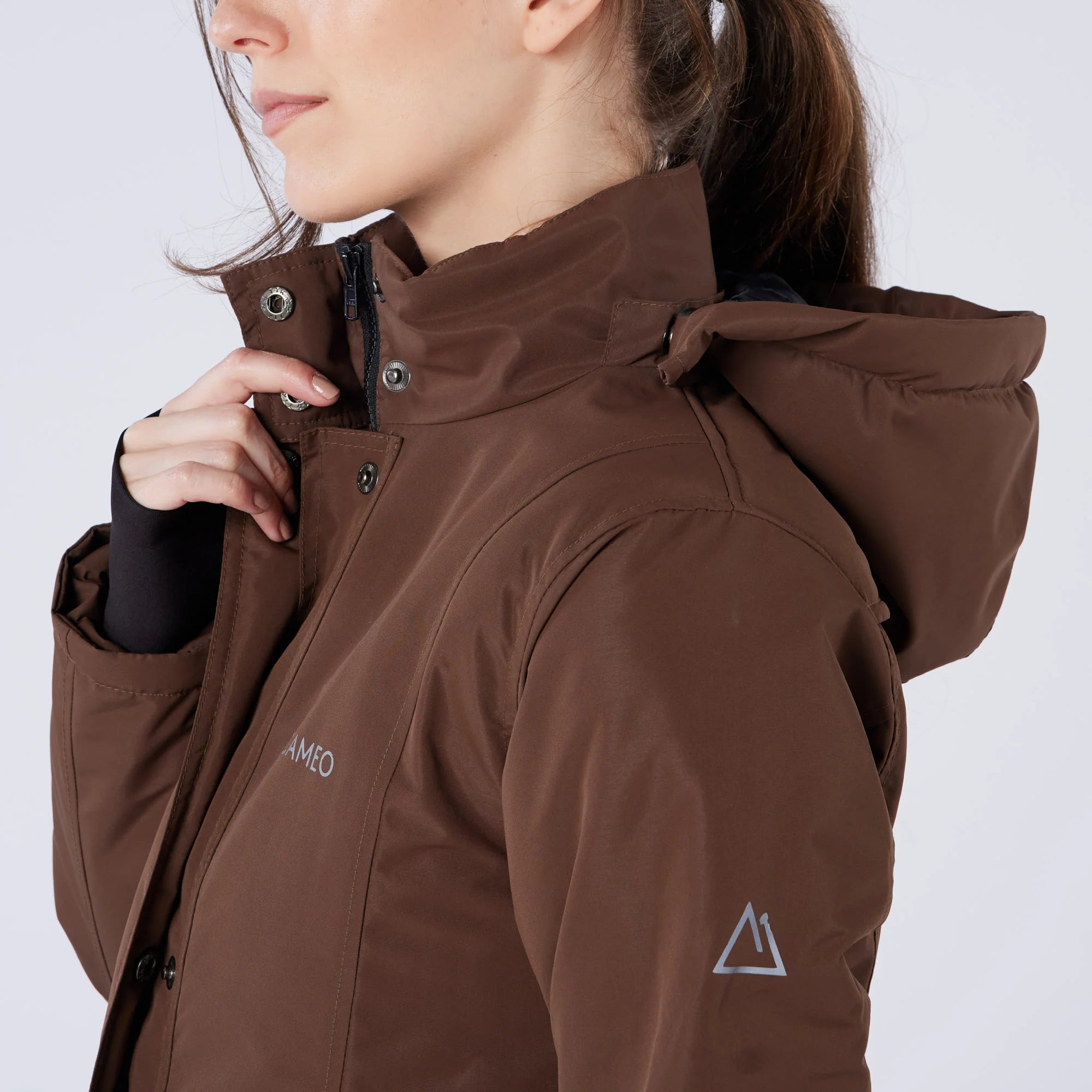 CAMEO VENTUS Brown Riding Jacket | Equiflair Equestrian Jacket with Quilted Design & Removable Hood for Women
