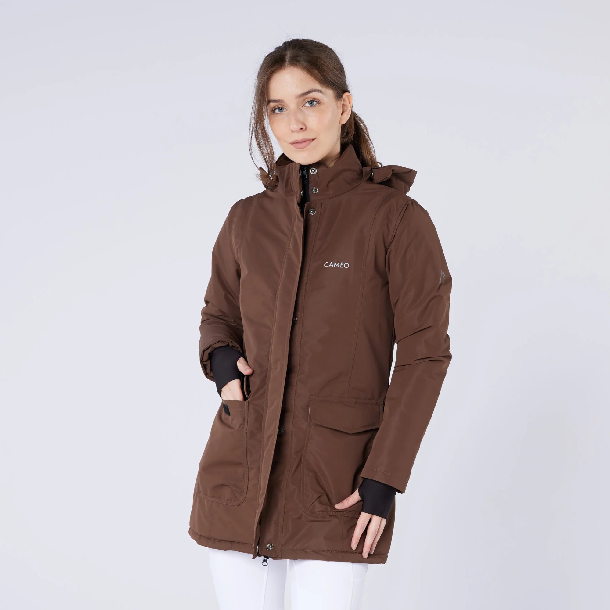 CAMEO VENTUS Brown Riding Jacket - Quilted, Waterproof Equestrian Coat by Equiflair. Comfortable and Stylish Outerwear for Horse Riding