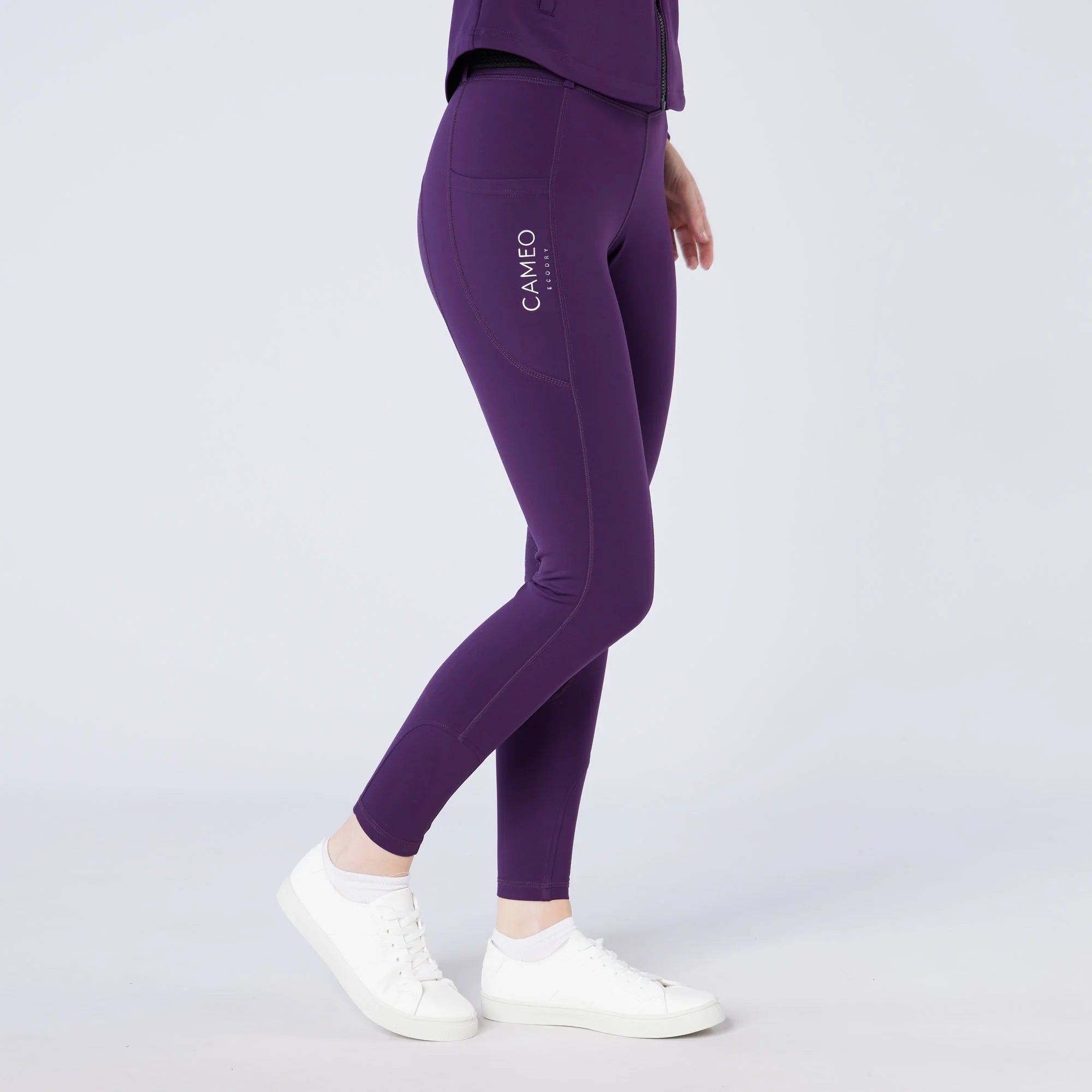 CAMEO ECODRY Riding Tights - Purple Equestrian Apparel - Water Repellent & Scuff Resistant Leggings