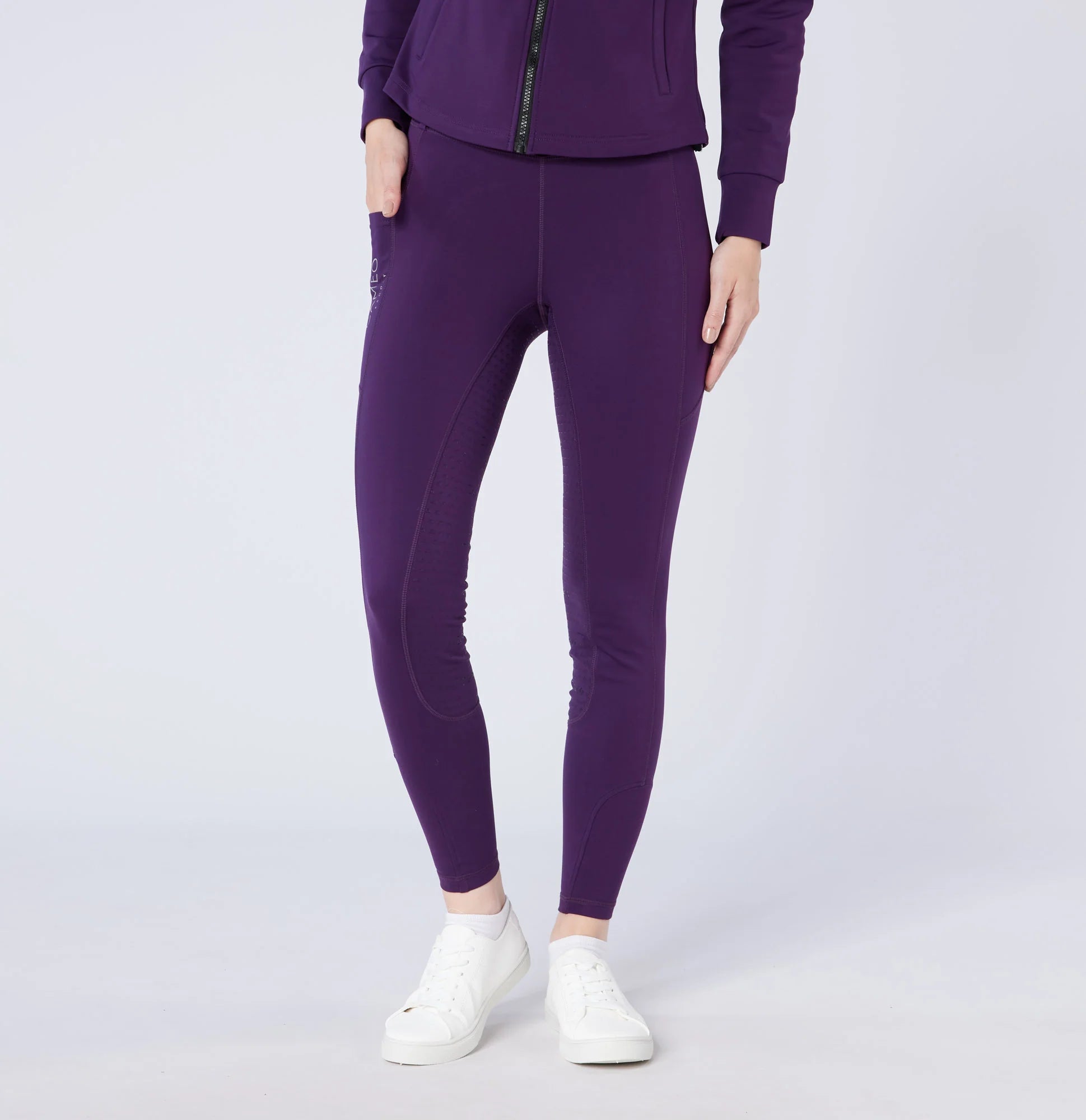 CAMEO ECODRY Purple Riding Tights - Equestrian Apparel, Silicone Seat, Water Repellent. Buy at Equiflair!